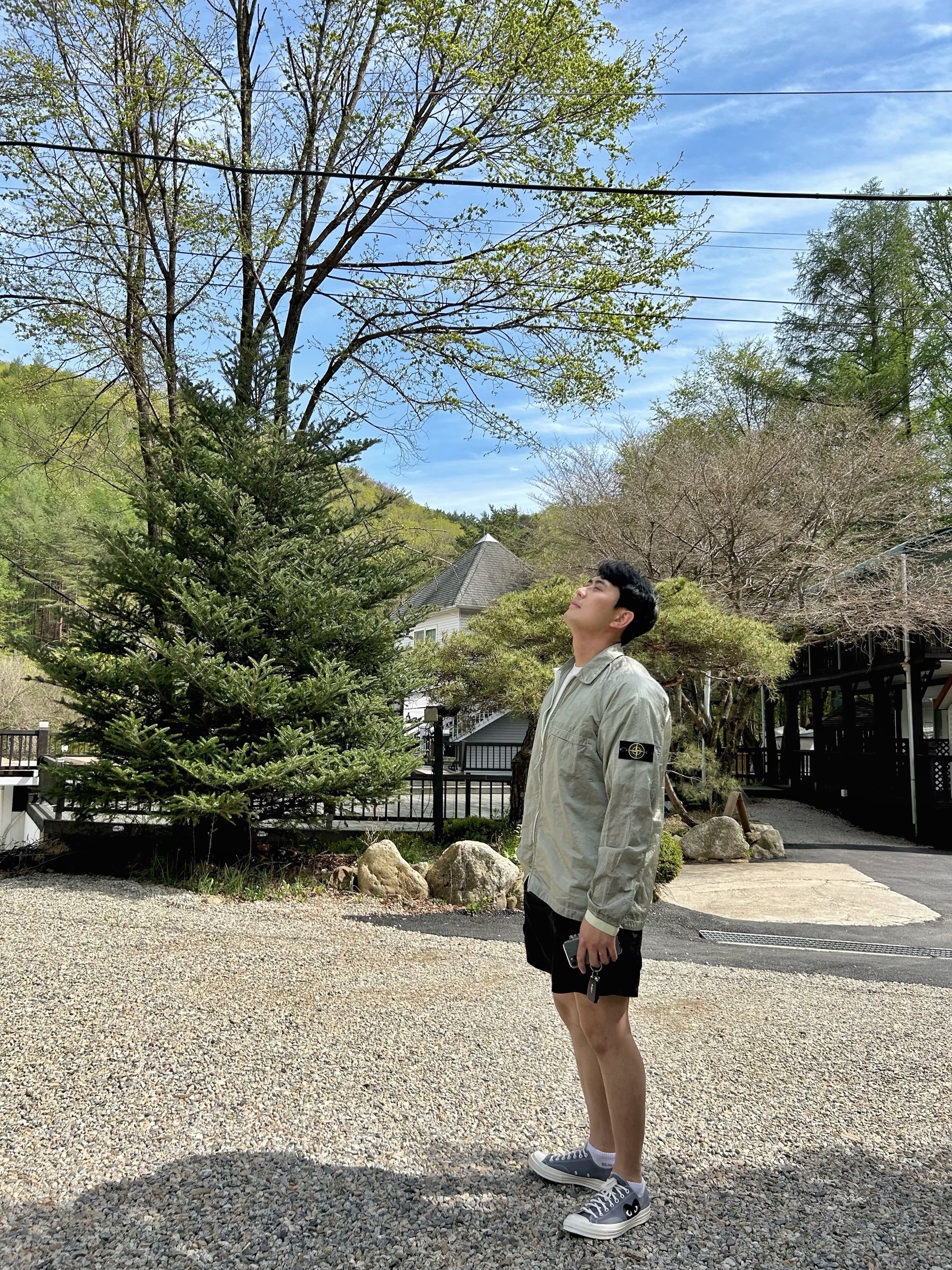 Stone Island 12321 Nylon Metal Garment Dyed Packable Overshirt Light Green - 22SS, Converse x Play Comme des Garcons Chuck 70 Ox Steel Gray 착용 스타일