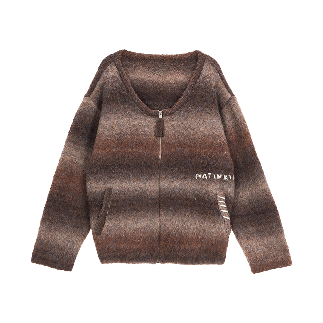 (W) Matin Kim Gradation Knit Zip Up Cardigan Brown 상세 이미지 1