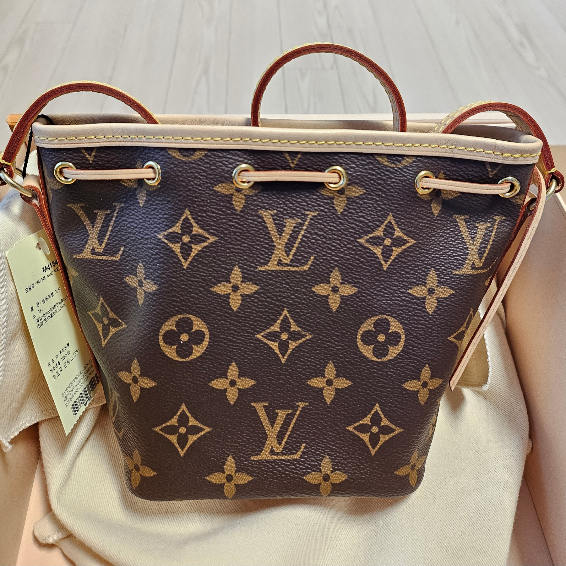 Louis Vuitton Nano Noe Monogram 착용 스타일
