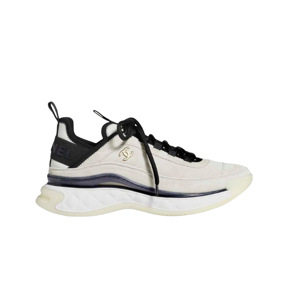 G45332-B14494-NS296 Chanel Sneakers Suede Calfskin & Gold White
