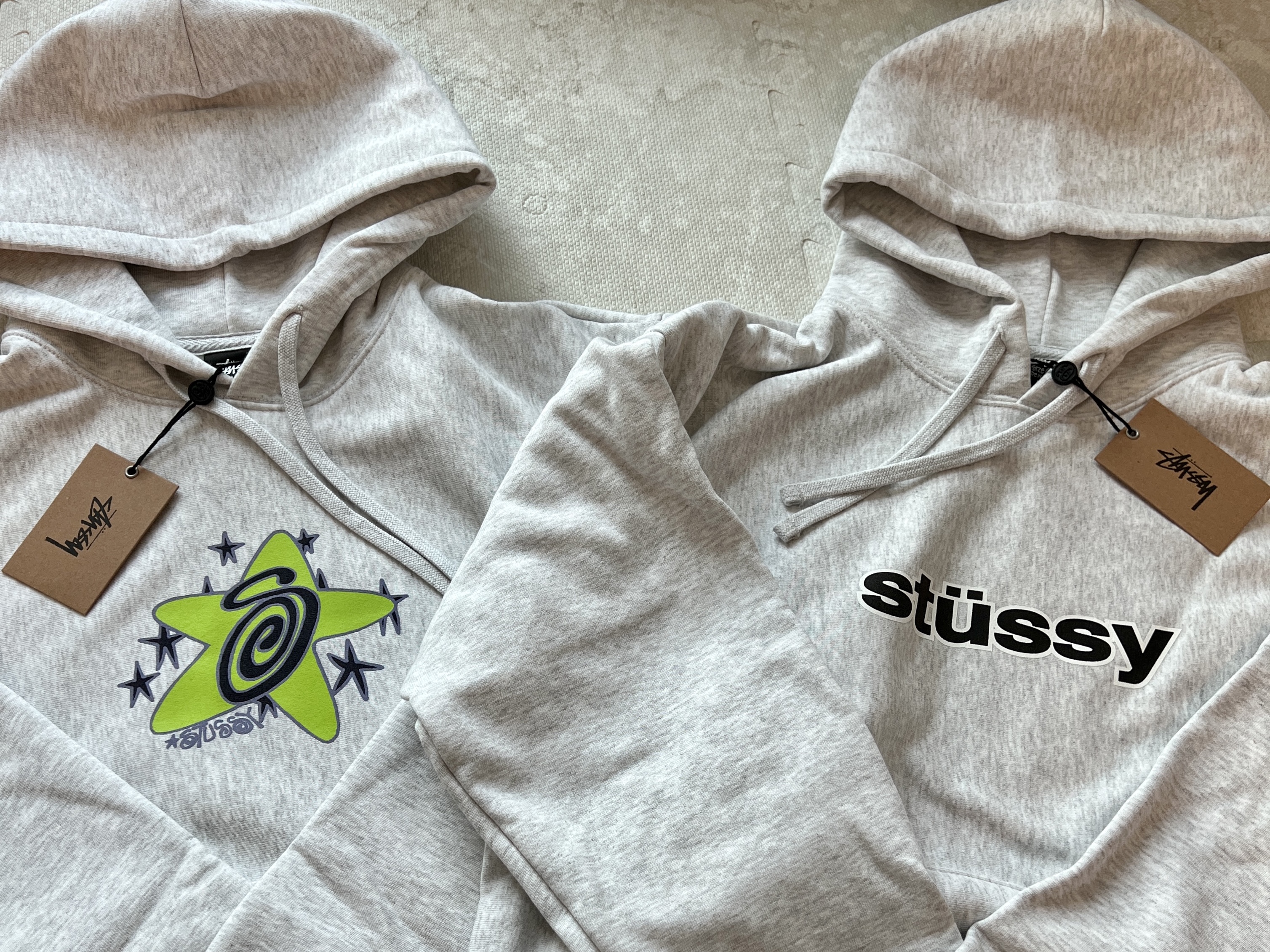 Stussy Galaxy Hoodie Ash Heather, Stussy SS Link Hoodie Ash Heather 착용 스타일 - 1