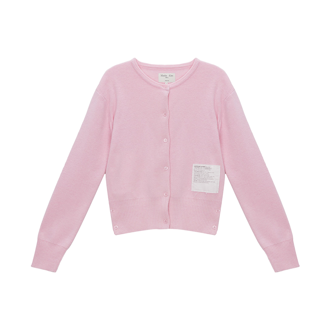 (W) Matin Kim Typo Patch Round Cardigan Pink 상세 이미지 1