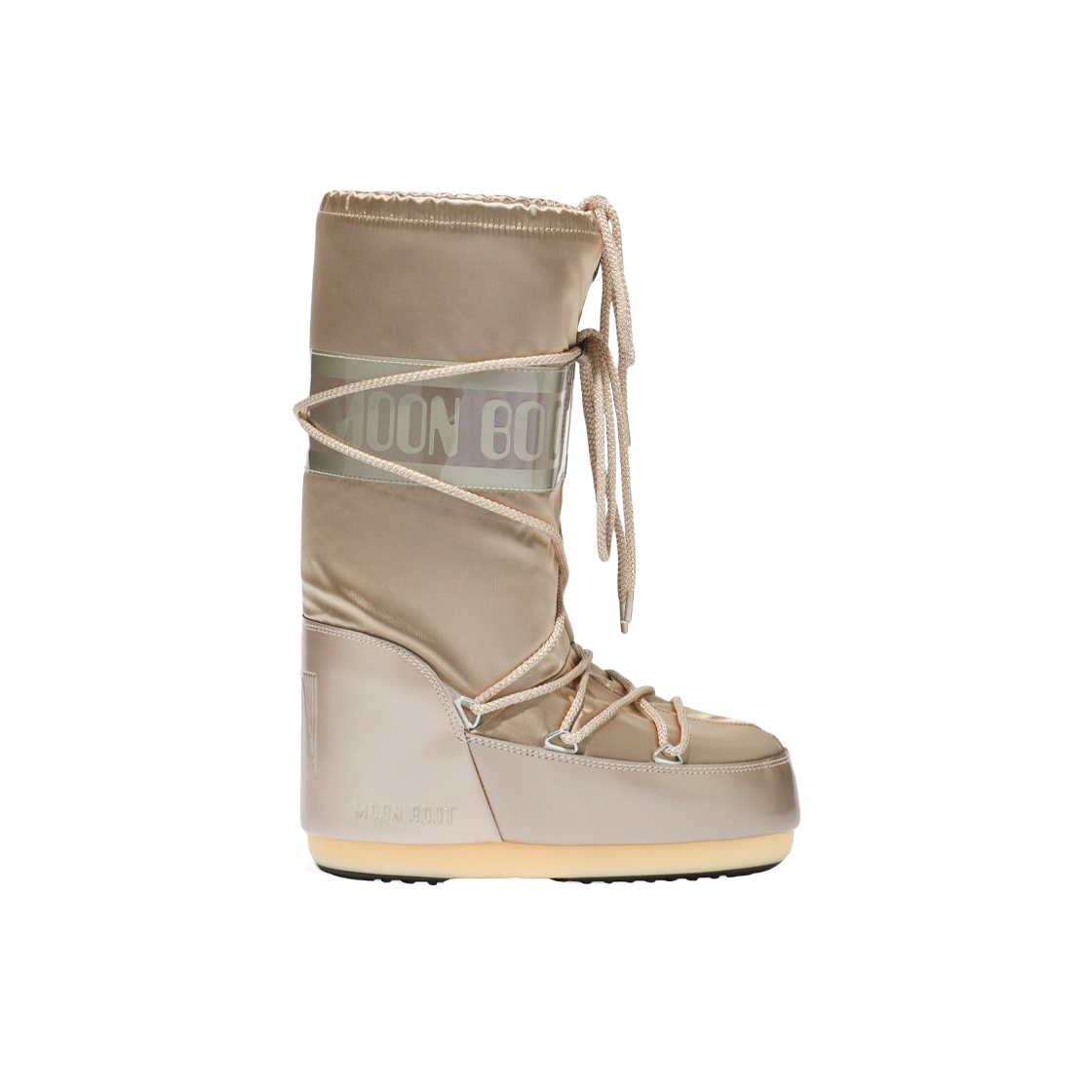 14016800001 (W) Moon Boot Icon Glance Satin Boots Platinum