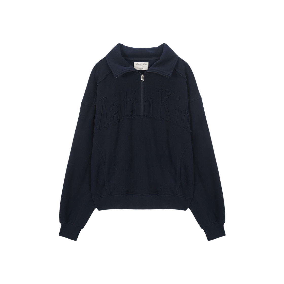 (W) Matin Kim Big Logo Half Zip Sweatshirt Navy 상세 이미지 1