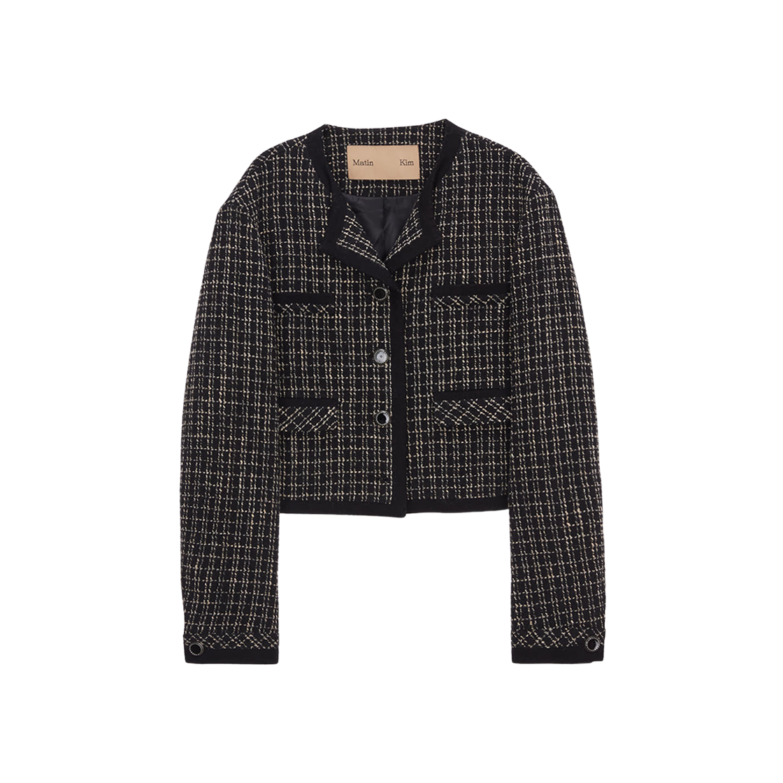 (W) Matin Kim Tweed Classic Jacket Black 상세 이미지 1