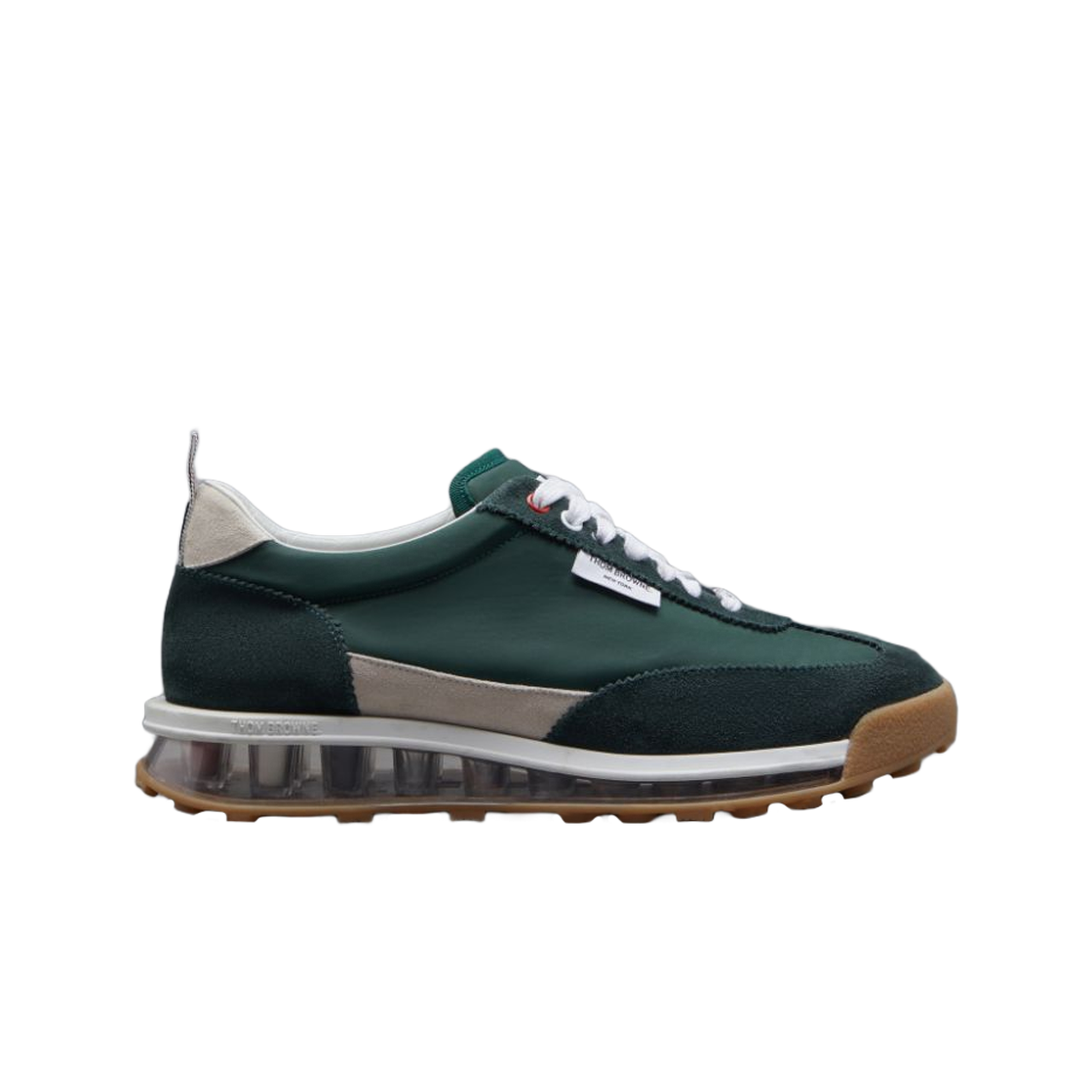 MFD239B-L0037-310 Thom Browne Calf Suede Clear Sole Tech Runner Dark Green