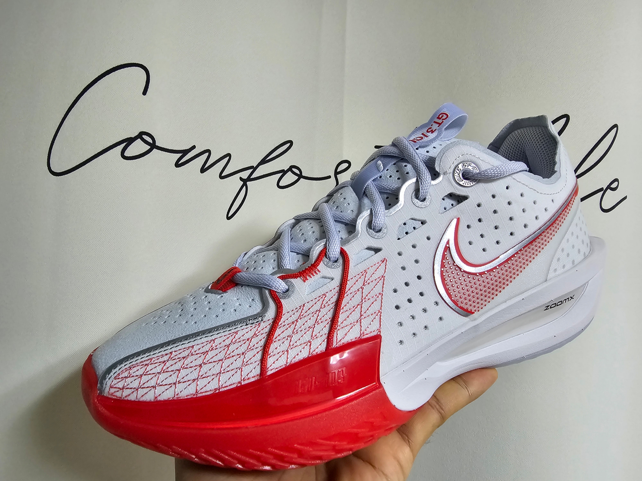 Nike Air Zoom GT Cut 3 EP Summit White Picante Red 착용 스타일 - 1