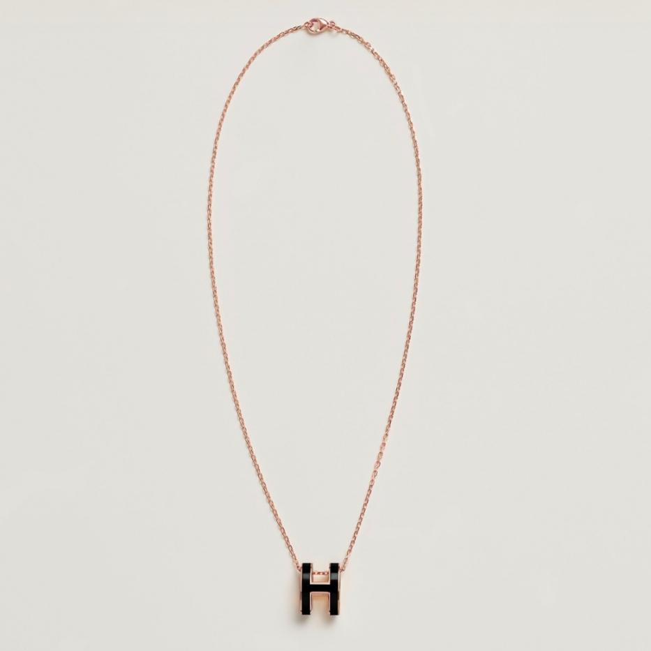 (W) Hermes Pop H Pendant Rose Gold & Noir 착용 스타일 - 2