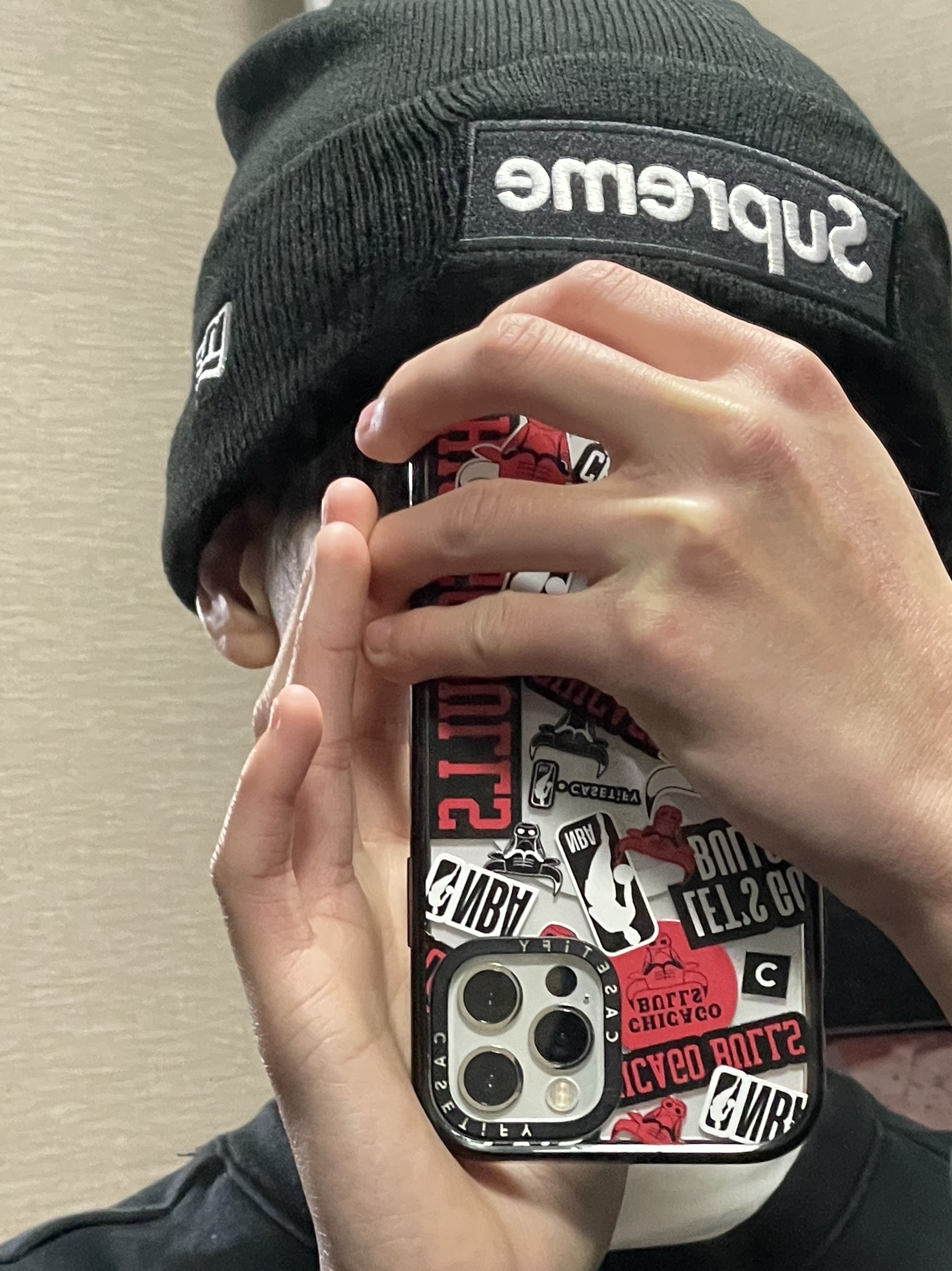 Supreme New Era Box Logo Beanie Black - 23FW 착용 스타일