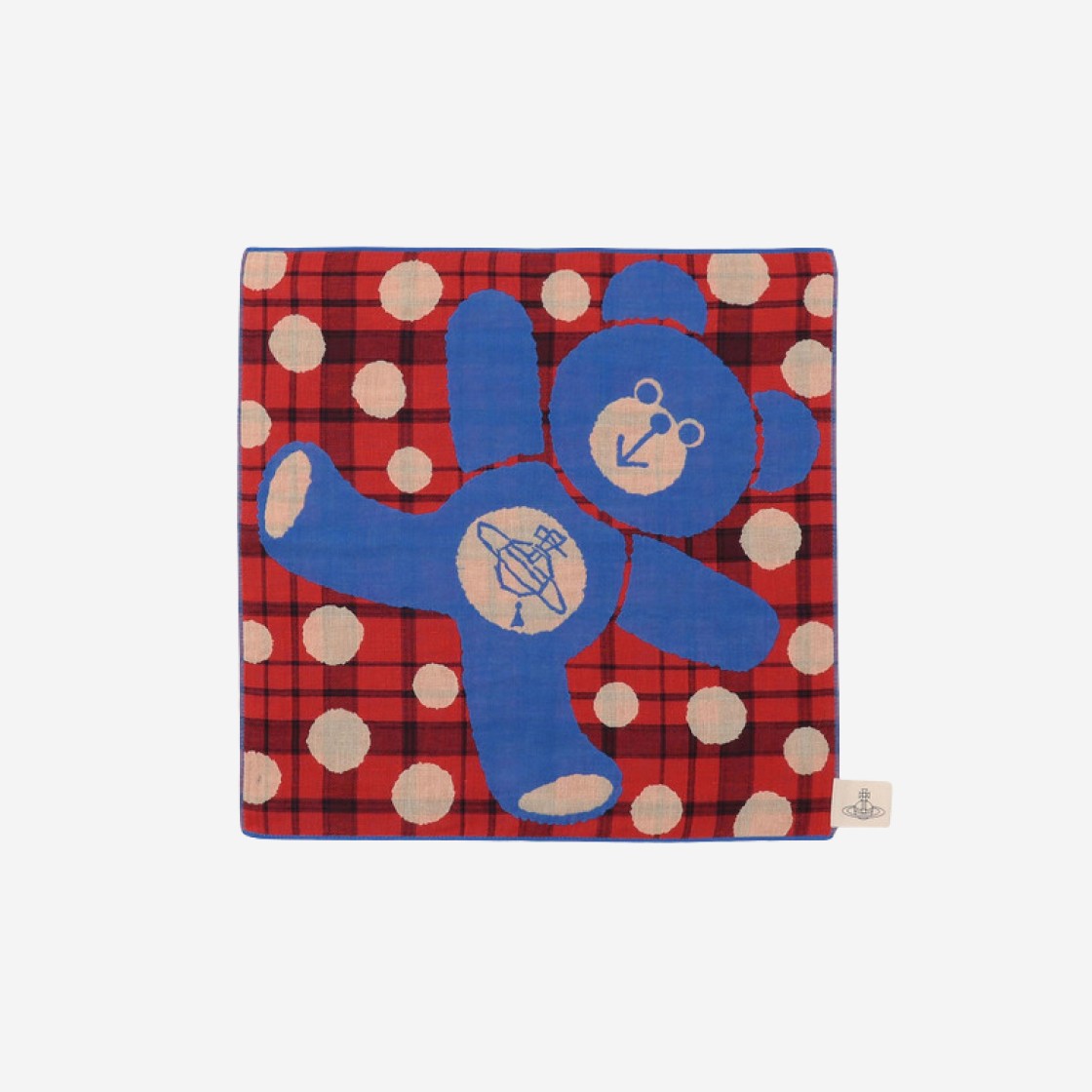 Vivienne Westwood Old Teddy Dot Towel Handkerchief Blue 상세 이미지 1