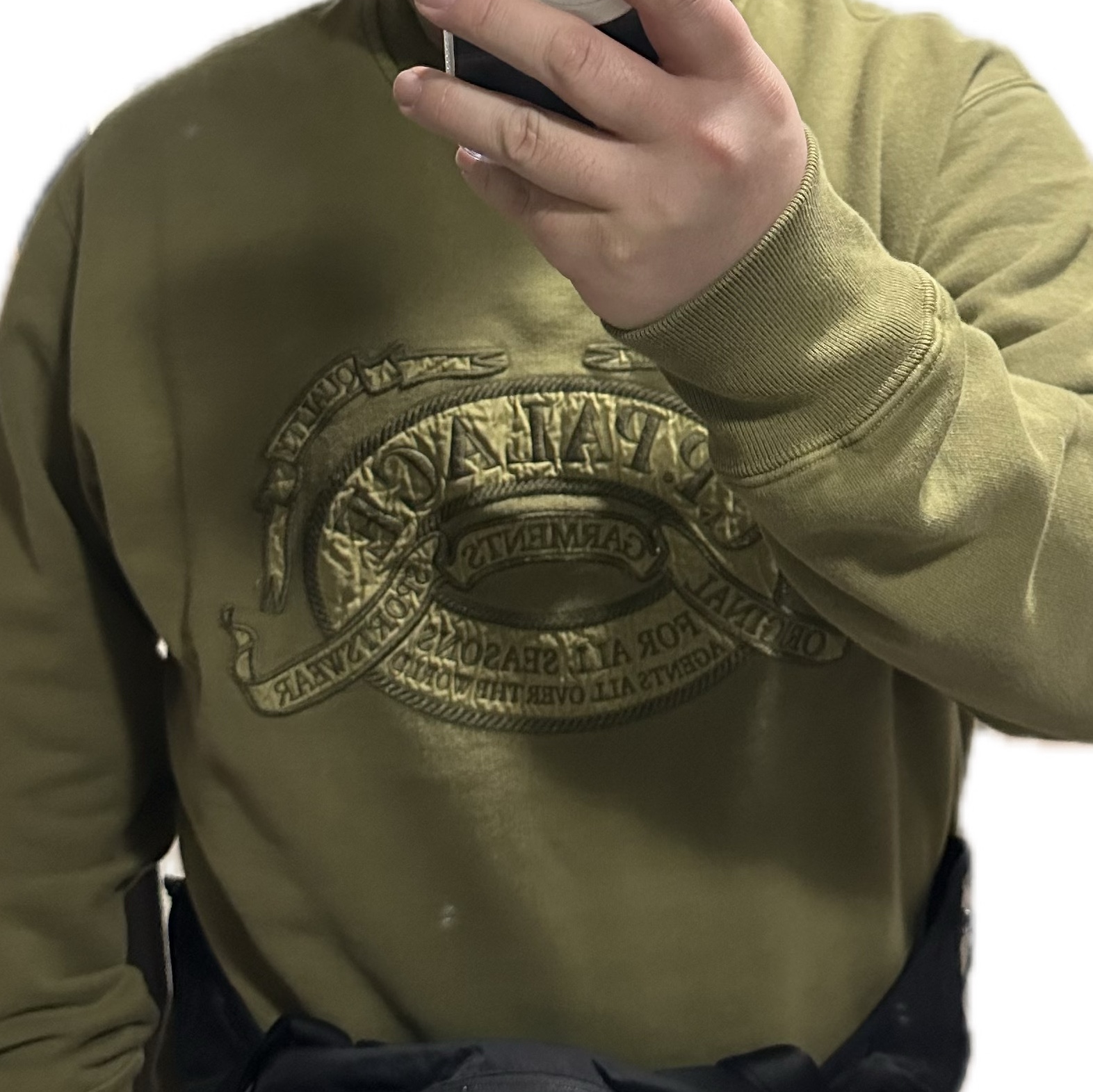 Palace x C.P. Company Classic Over Dyed Crew Sweatshirt Olive - 22FW 착용 스타일