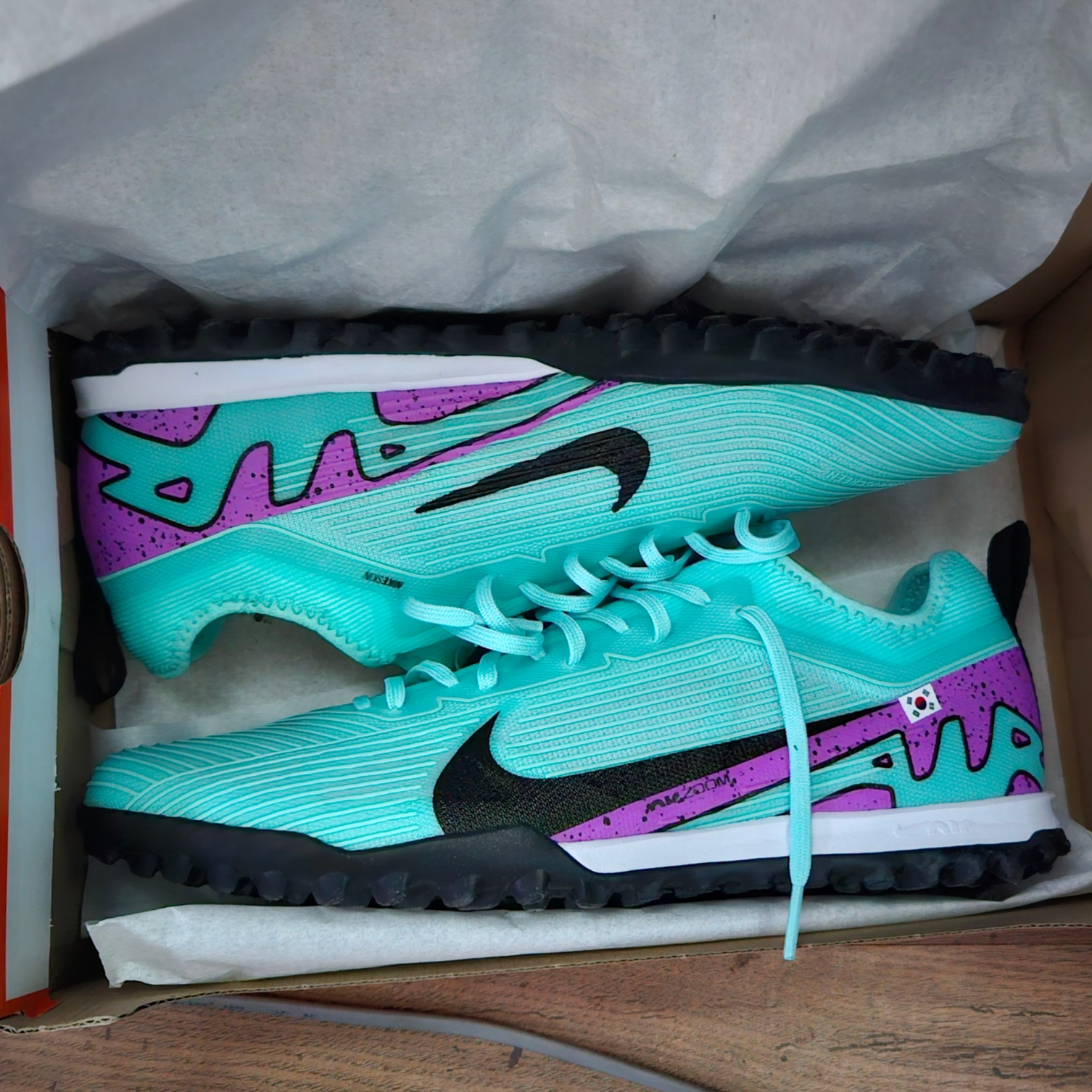 Nike Zoom Mercurial Vapor 15 Pro TF Hyper Turquoise Fuchsia Dream 착용 스타일