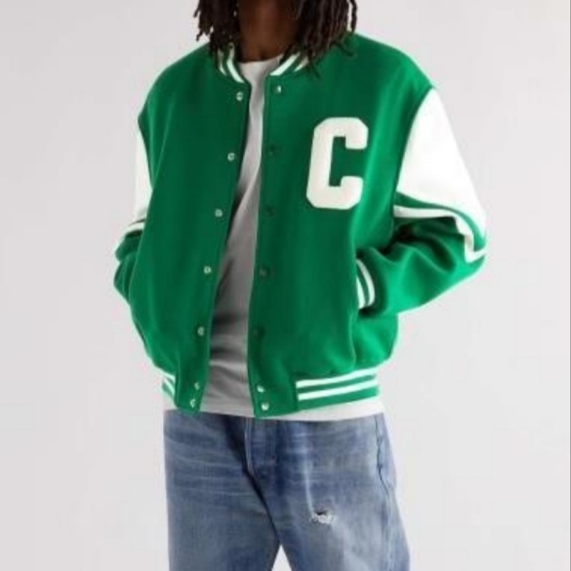 Celine Jackson Teddy Jacket in Textured Wool Grass 착용 스타일