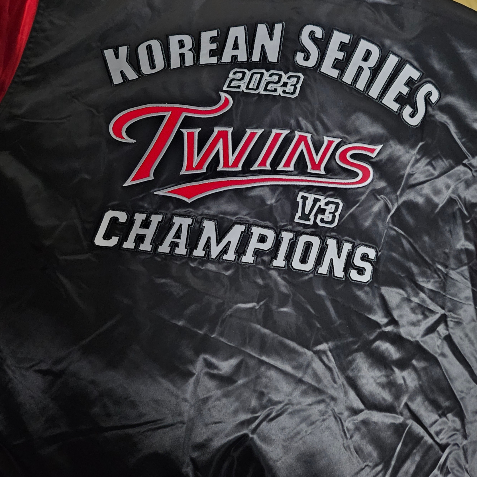 BDNS x LG TWINS 2023 Champions Jumper Red 착용 스타일