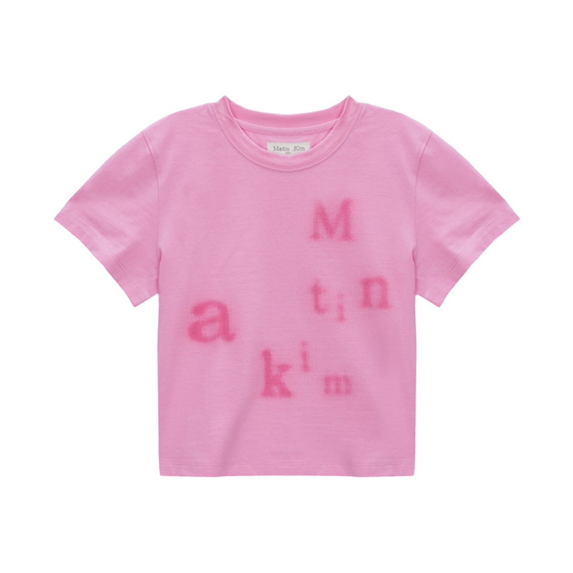 (W) Matin Kim Matin Blurred Logo Crop Top Pink 상세 이미지 1