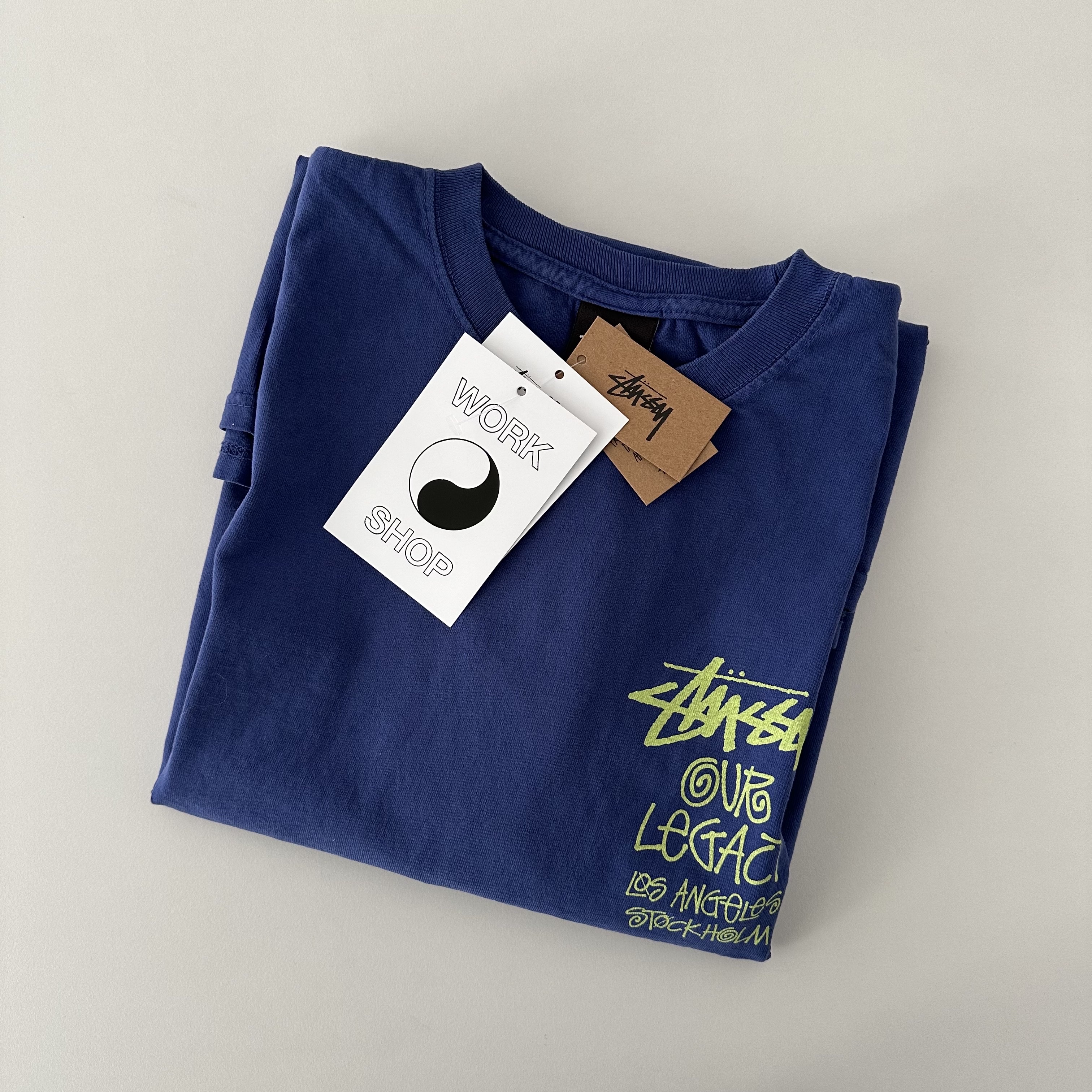 Stussy x Our Legacy Surfman Pigment Dyed T-Shirt Blueberry 착용 스타일 - 2