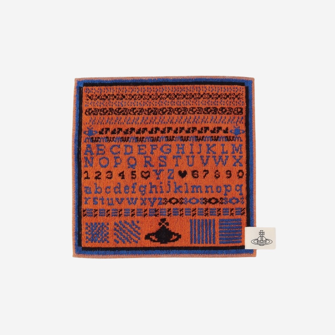 Vivienne Westwood Cross Stitch Alphabet Towel Handkerchief Orange 상세 이미지 1