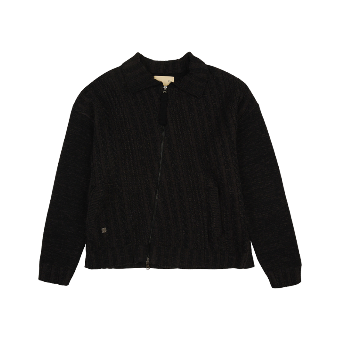 (W) Matin Kim Cable Knit Cardigan Black 상세 이미지 1