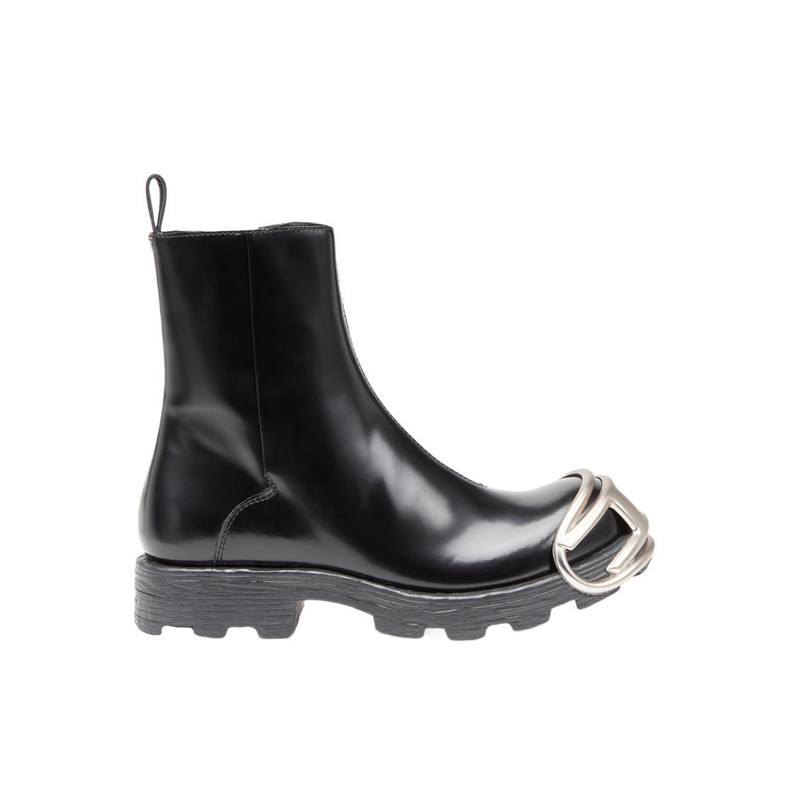 디젤 D-해머-Bt-D 레더 첼시 부츠 오발 D 토 캡 블랙(Diesel D-Hammer Bt Zip D Leather Chelsea Boots with Oval D Toe Caps Black) - 1