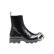 Diesel D-Hammer Bt Zip D Leather Chelsea Boots with Oval D Toe Caps Black