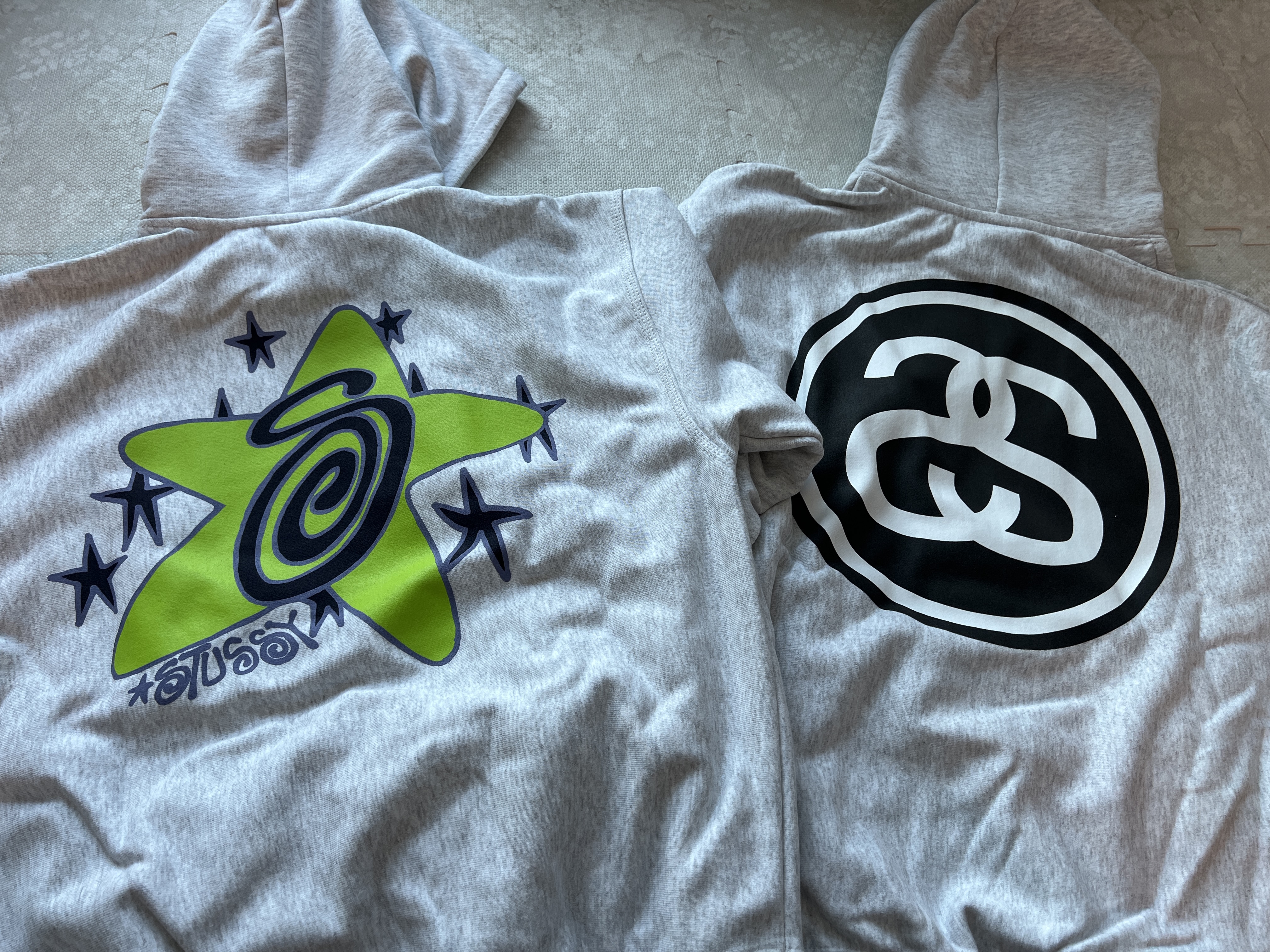 Stussy Galaxy Hoodie Ash Heather, Stussy SS Link Hoodie Ash Heather 착용 스타일 - 2