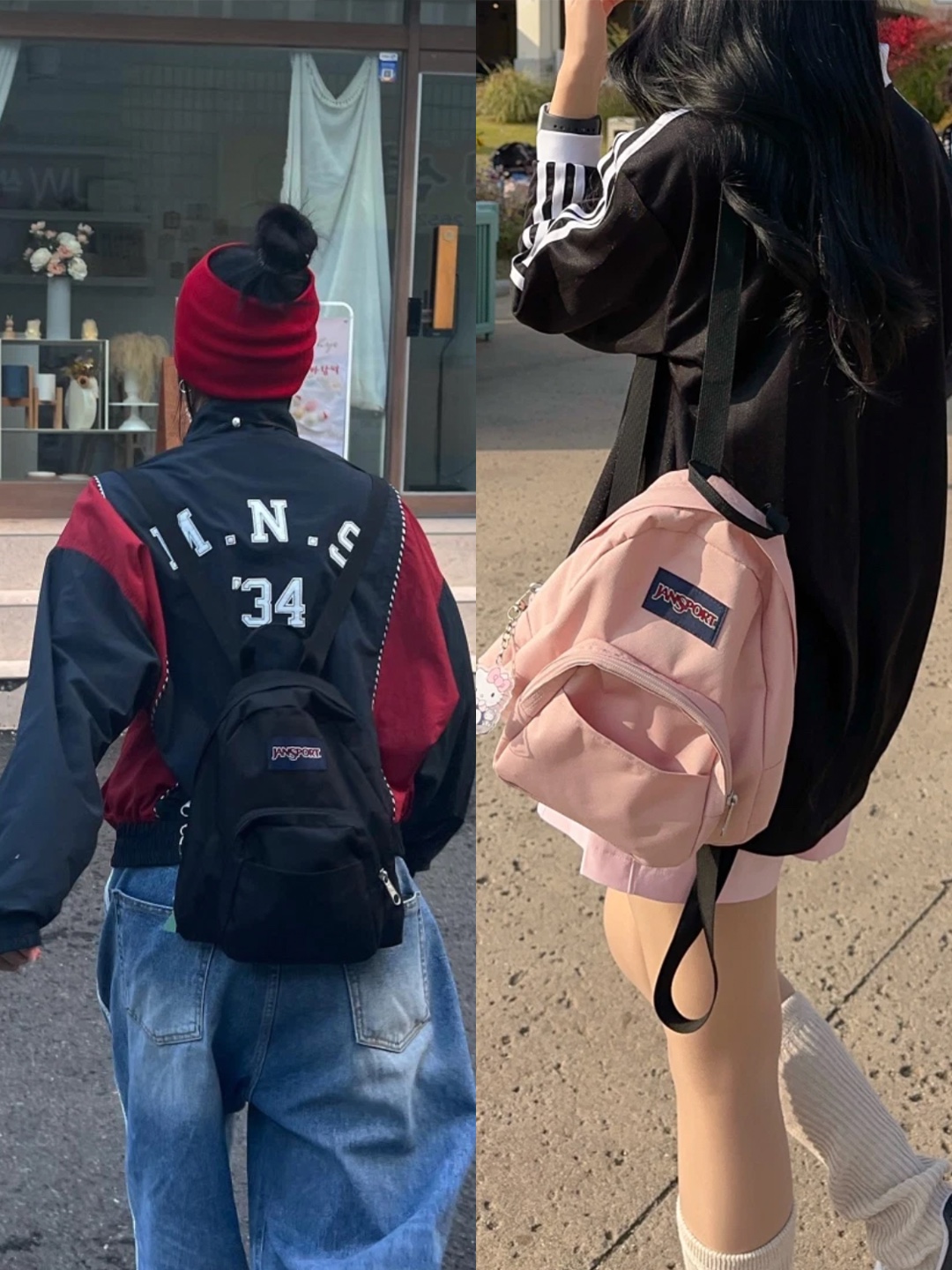 Jansport Half Pint Mini Backpack Blue Dusk, Jansport Half Pint Mini Backpack Black 착용 스타일 - 3