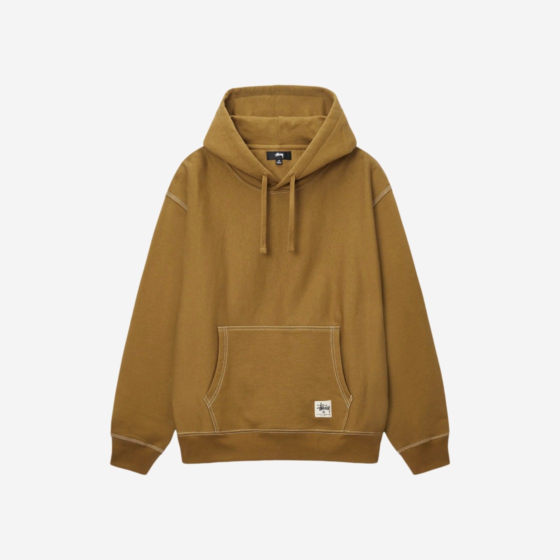 Stussy Contrast Stitch Label Hoodie Olive 상세 이미지 1