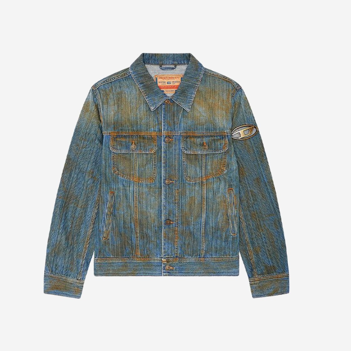 Diesel D-Barcy-Fsc Regular-Fit Trucker Jacket with Plaque Light Blue 상세 이미지 1