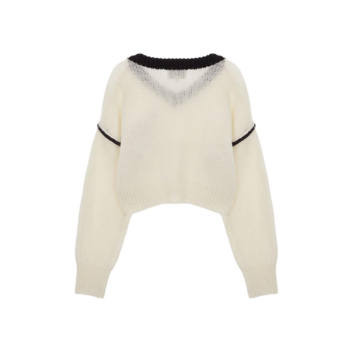 (W) Matin Kim V-Neck Color Crop Knit Pullover Ivory 상세 이미지 2