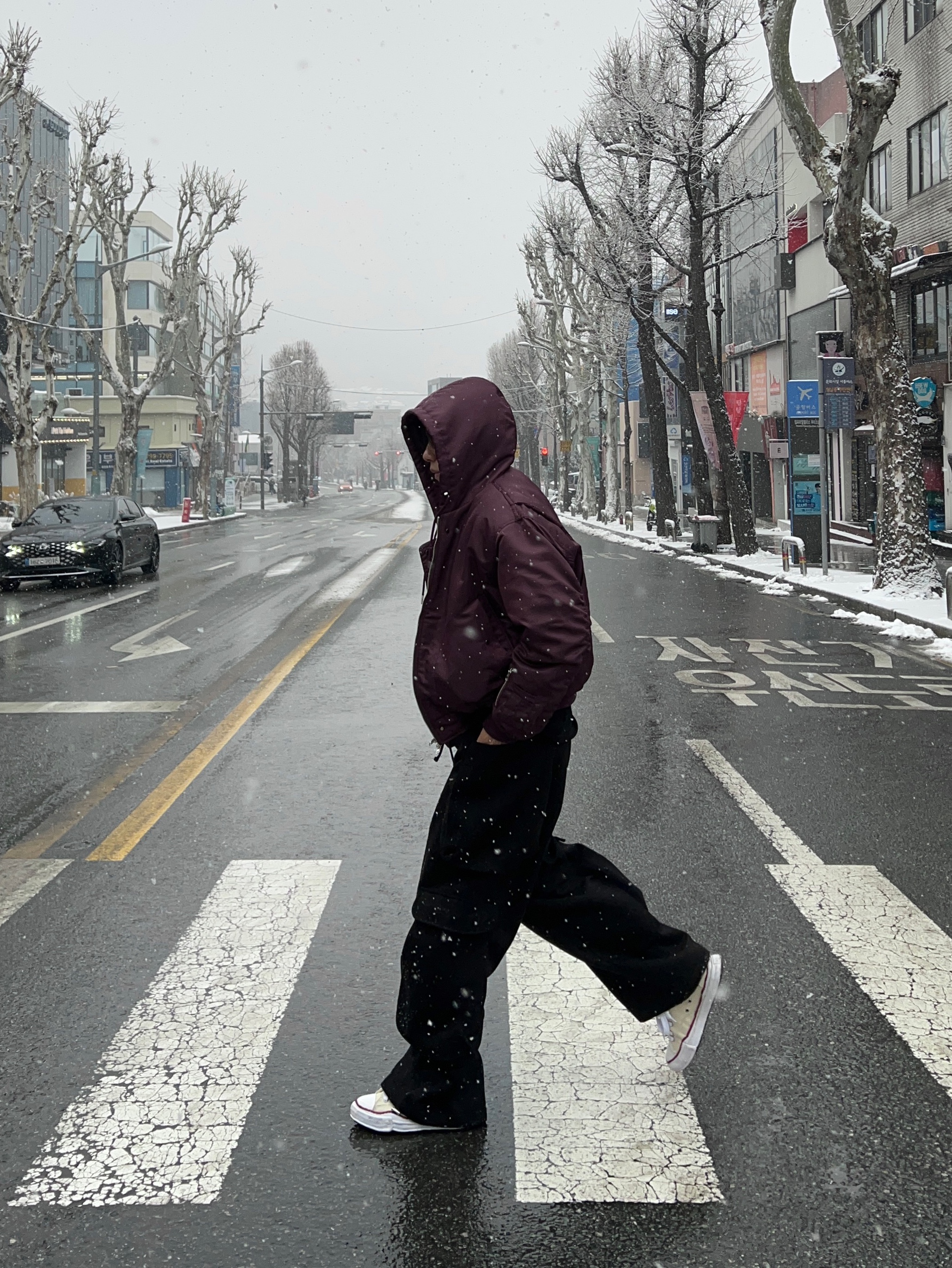 메종 미하라 야스히로 피터슨 OG 솔 캔버스 로우탑 스니커즈 내츄럴 착용 스타일 - 7