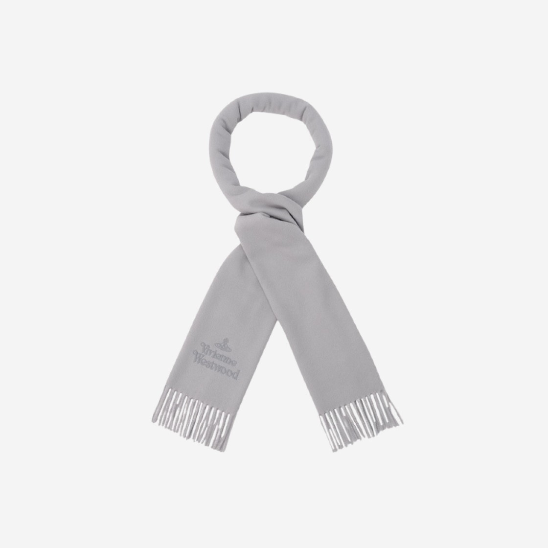 Vivienne Westwood Embroidered Logo Muffler Light Gray 상세 이미지 1