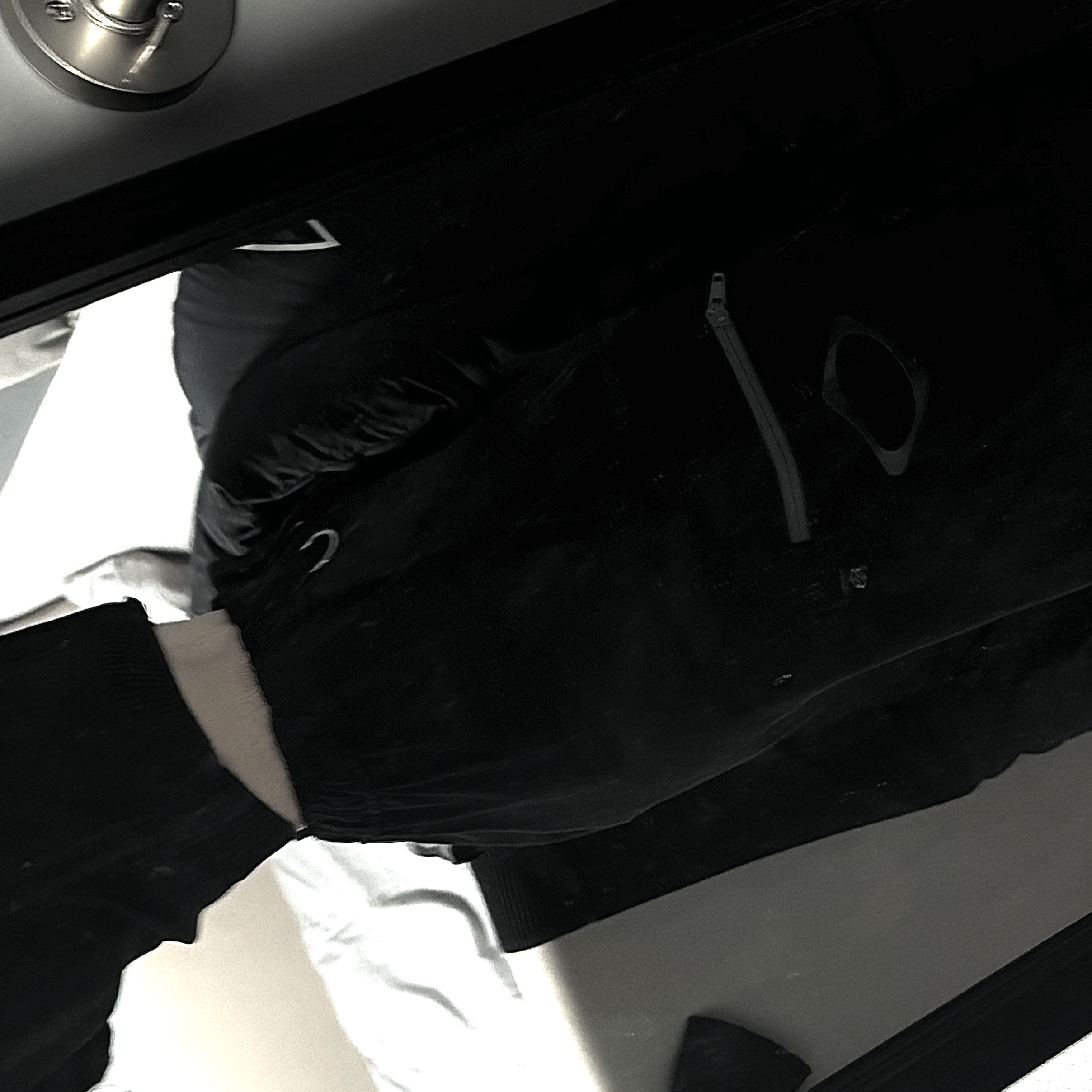 (W) Mischief Drawstring Pants Black, (W) Mischief Rhombus Knitted Hoodie Black 착용 스타일