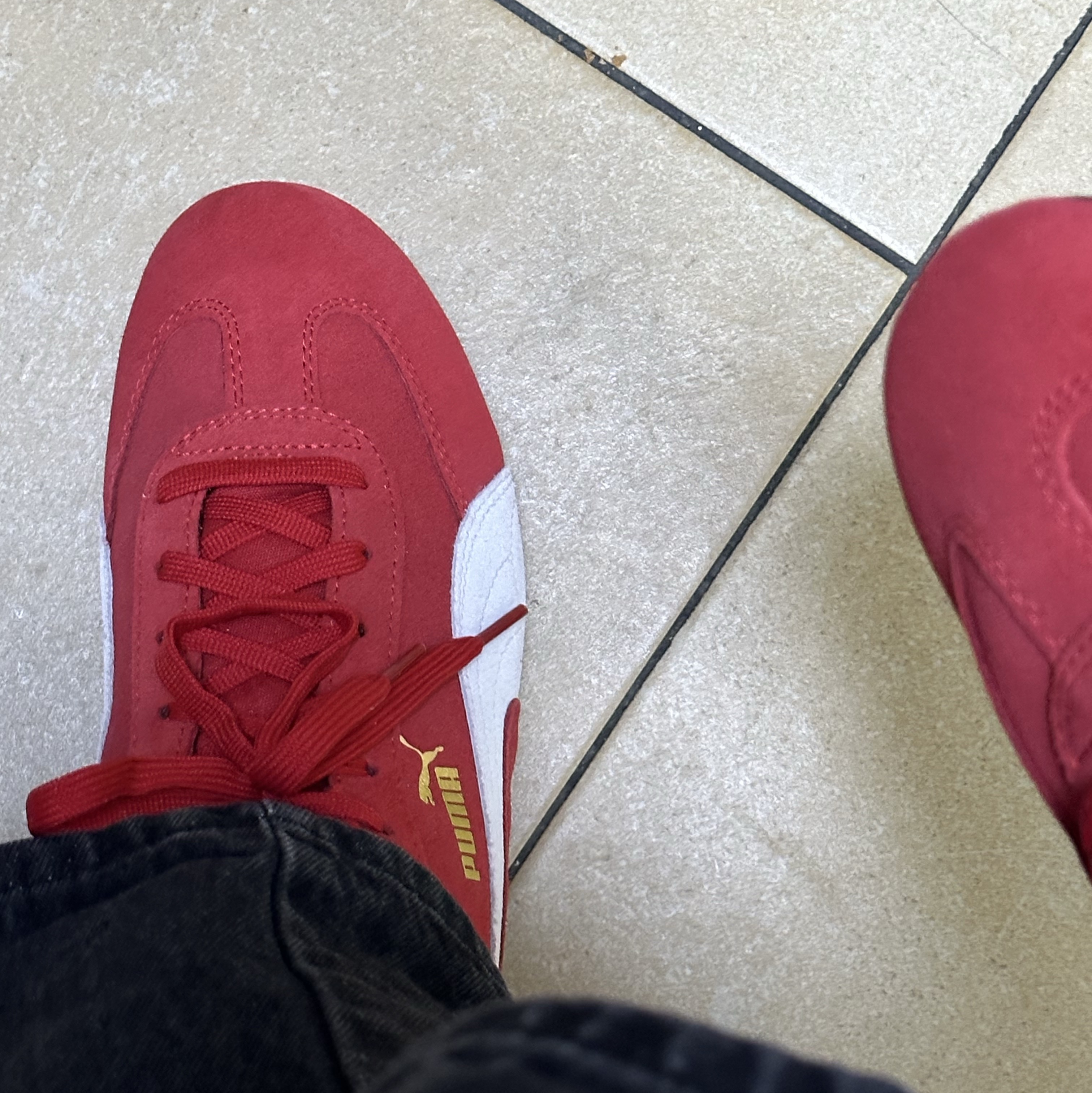 Puma Speedcat OG Sparco Ribbon Red White 착용 스타일 - 1