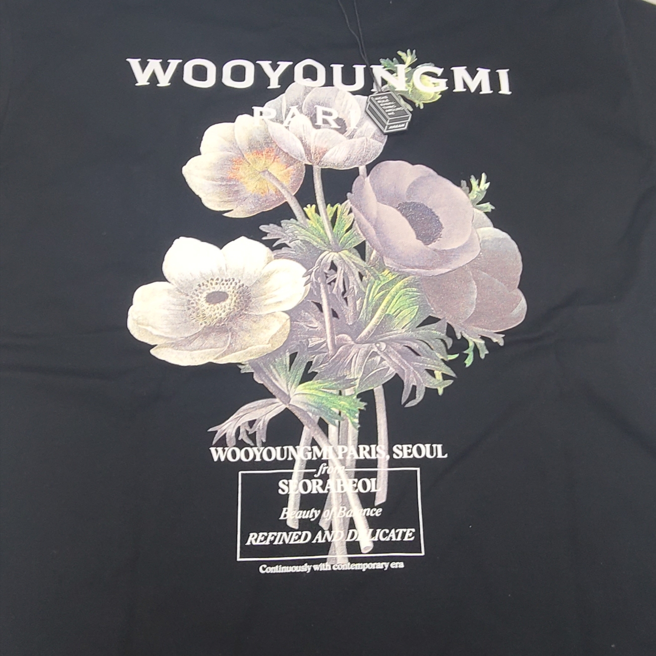 Wooyoungmi Flower Print Back Logo T-Shirt Black - 23FW 착용 스타일