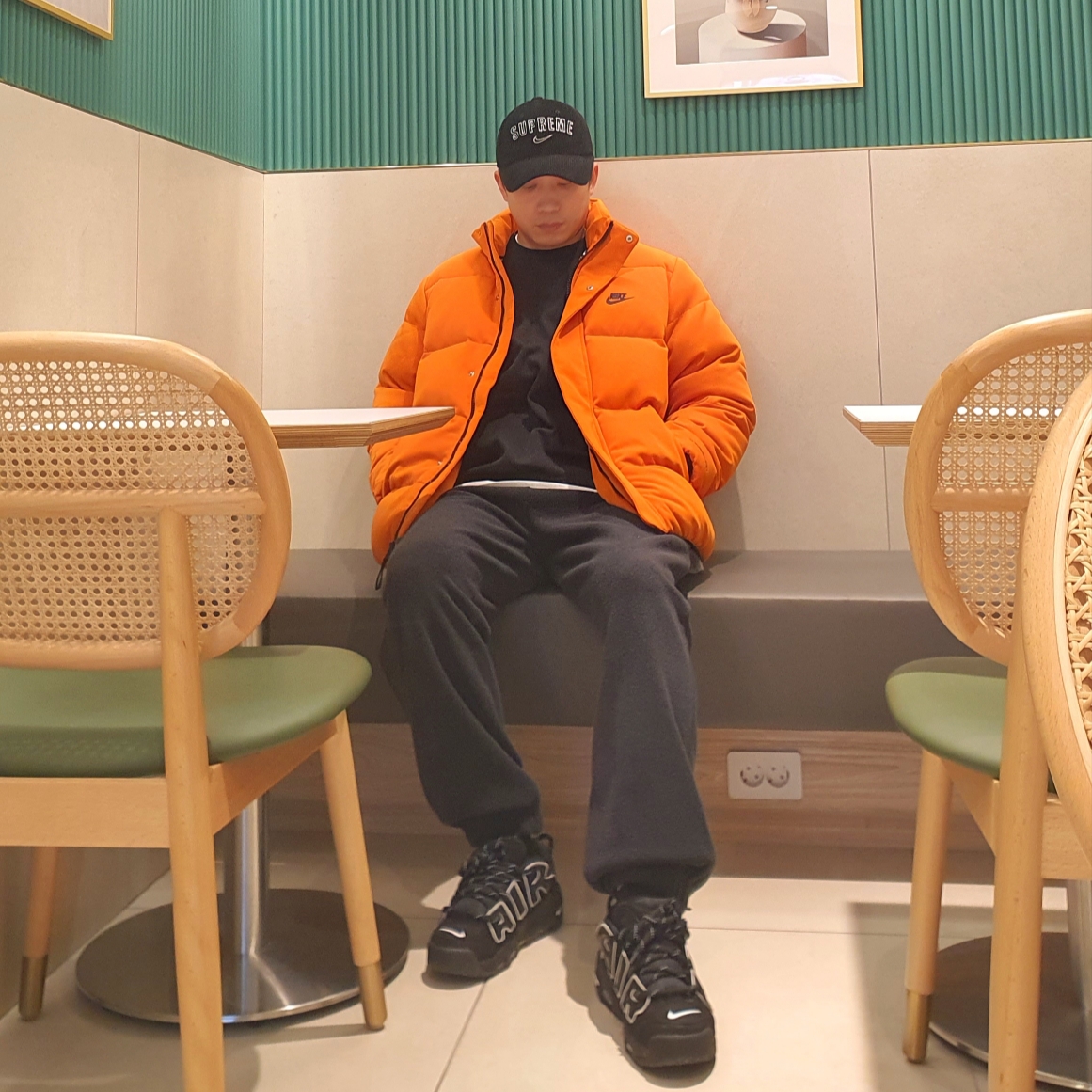 Nike x Ambush Air More Uptempo Low Black and White, Supreme x Nike Arc Corduroy 6-Panel Black - 22SS 착용 스타일 - 2