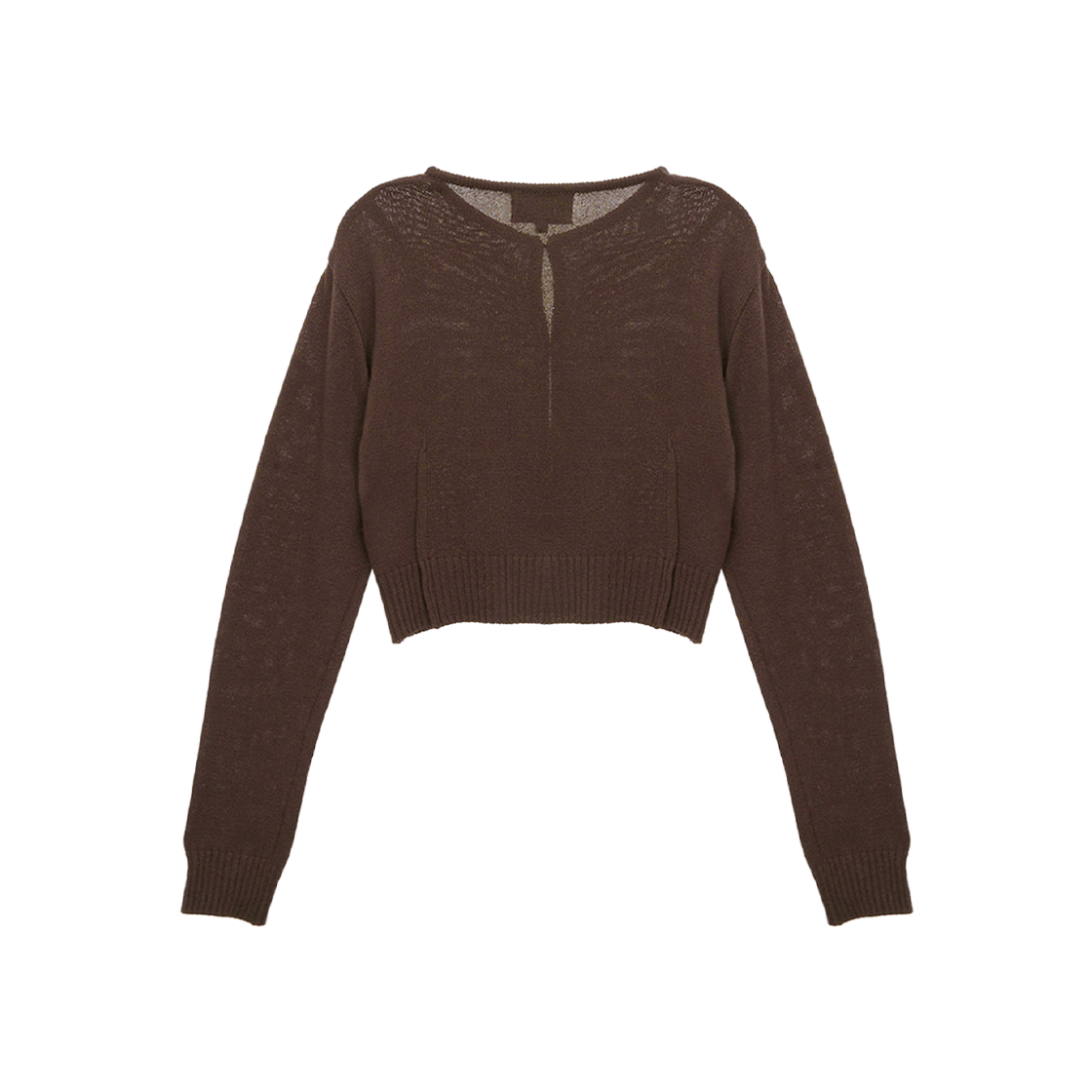 (W) Matin Kim Crop Hook Knit Cardigan Brown 상세 이미지 2