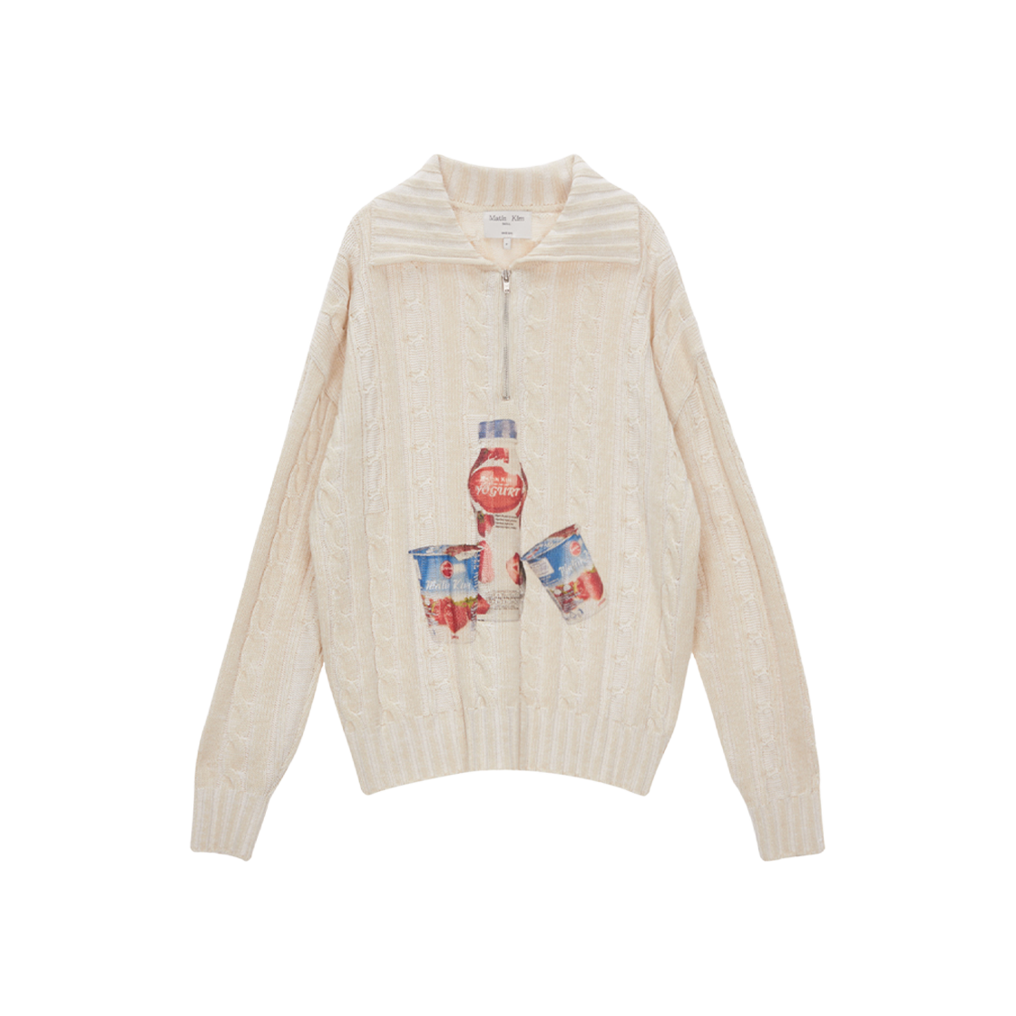 (W) Matin Kim Yogurt Print Half Zip Up Pullover Beige 상세 이미지 1