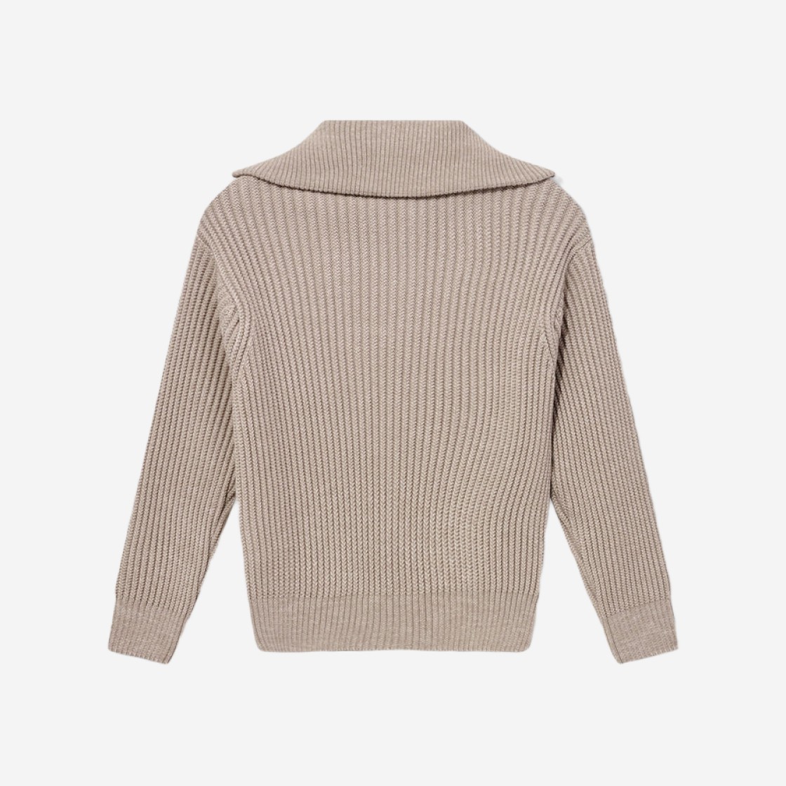 AMI Zipped Collar Ribbed Jumper Beige 상세 이미지 2