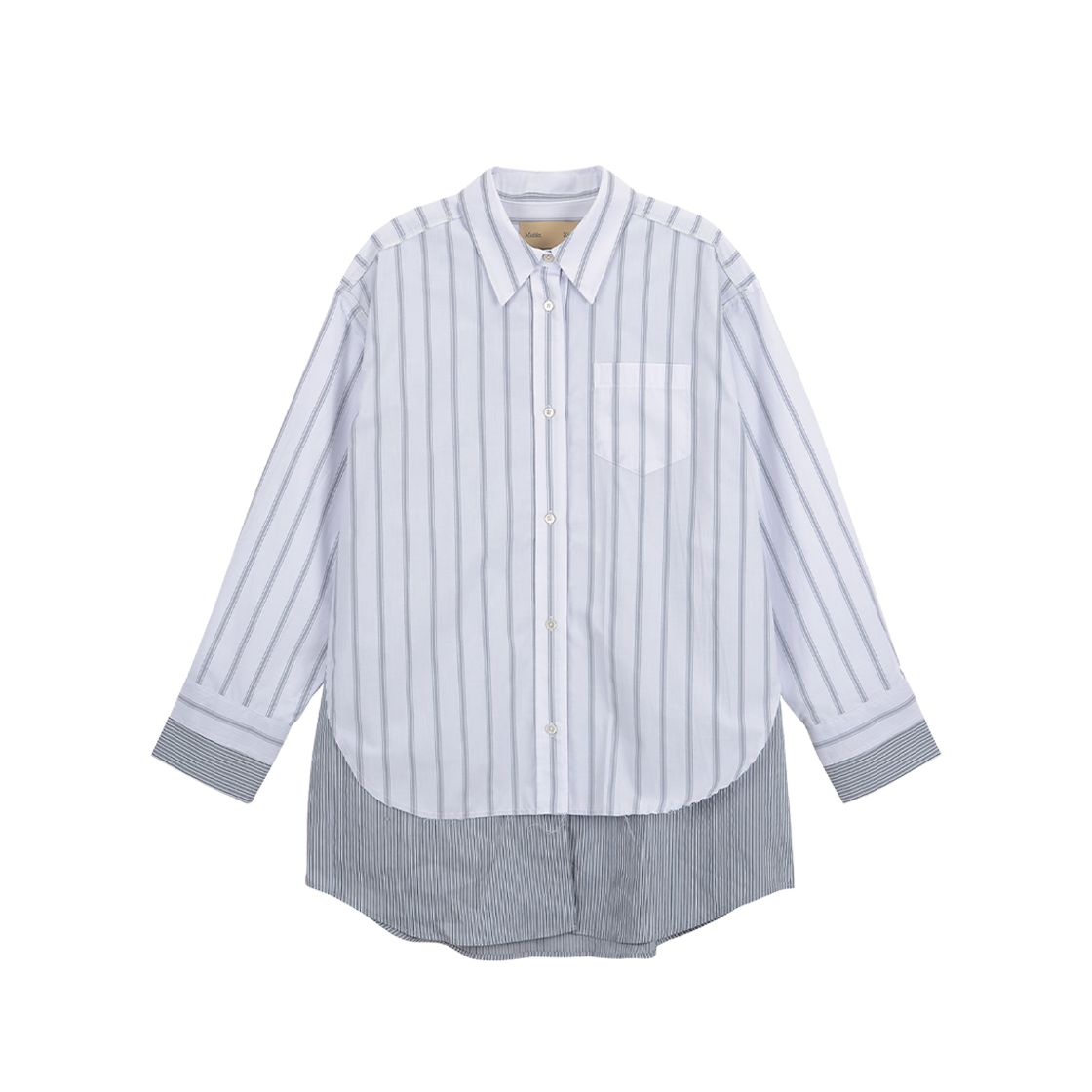 (W) Matin Kim Double Layers Stripe Shirt Grey 상세 이미지 1