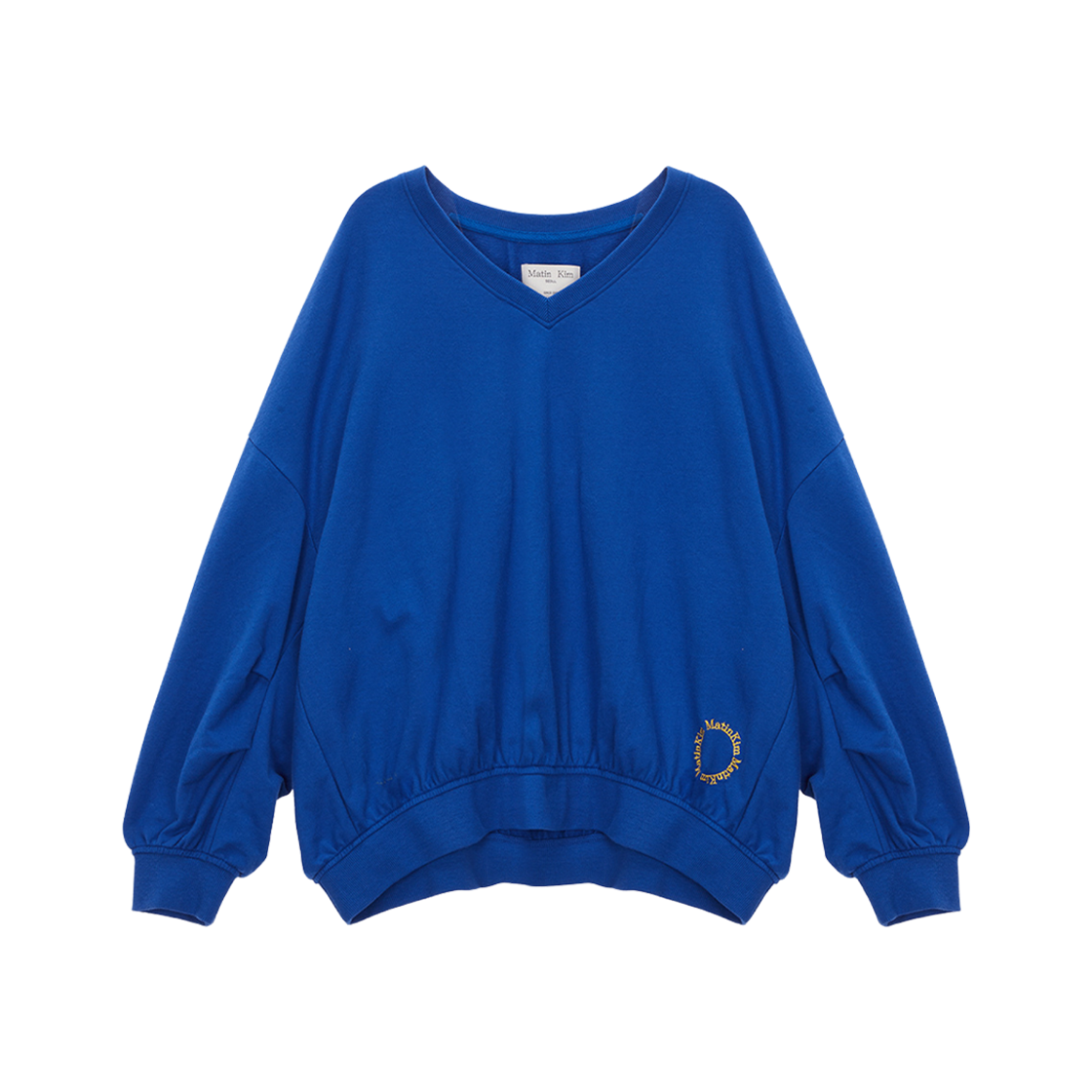 (W) Matin Kim V-Neck Puckering Sweatshirt Blue 상세 이미지 1