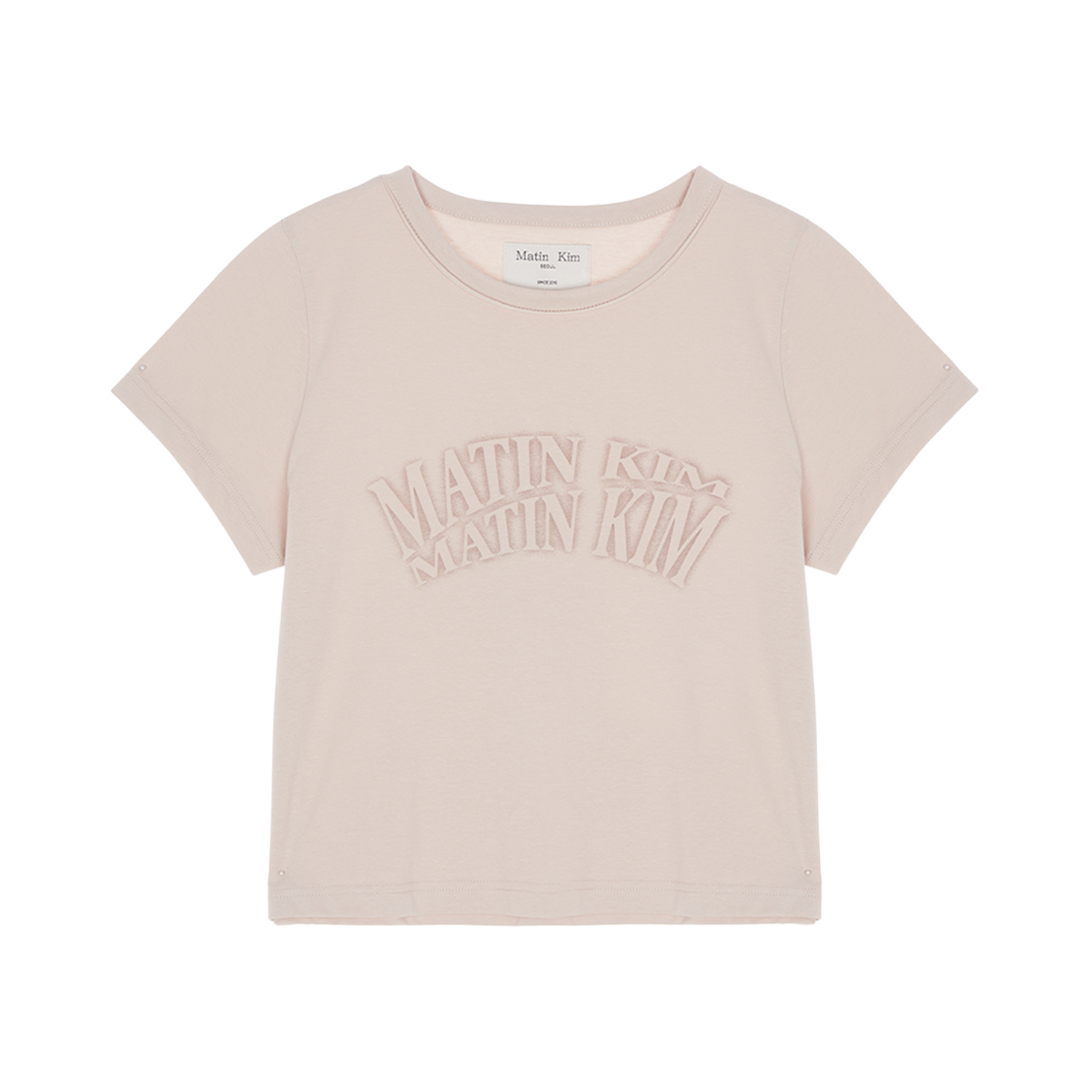 (W) Matin Kim Matin Crescendo Logo Crop Top Beige 상세 이미지 1