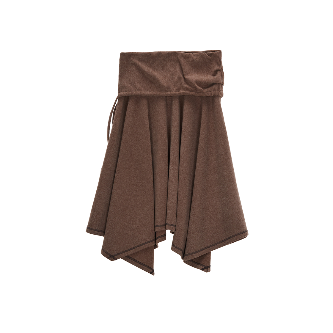 (W) Matin Kim Unbalance Flare Jersey Skirt Cocoa 상세 이미지 1