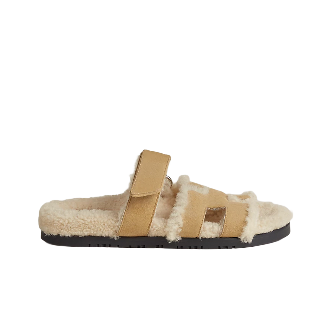 (W) 에르메스 시프레 샌들 스웨이드 고트스킨 울스킨 & 베쥬 알바트르 에크류((W) Hermes Chypre Sandal Suede Goatskin Woolskin & Beige Albatre Ecru) - 1