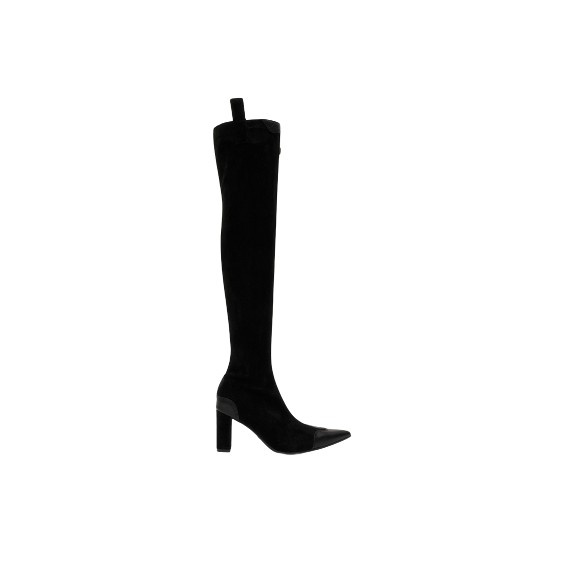(W) 에스엠에프케이 컴퍼스 크로스 블랙 벨벳 오버 더 니 부츠 블랙((W) SMFK Compass Cross Black Velvet Over The Knee Boots Black)