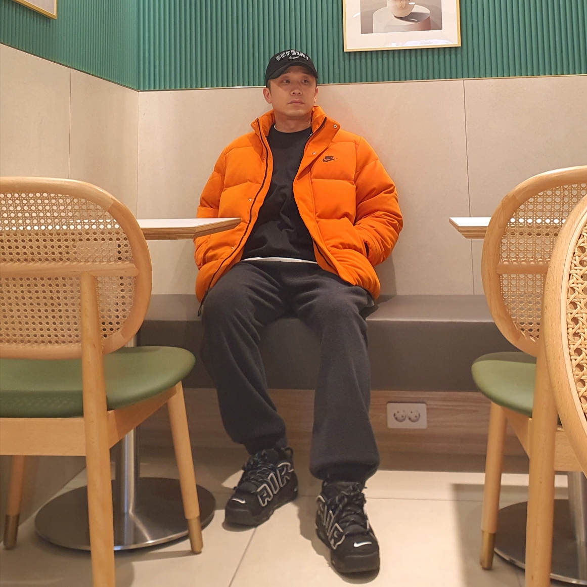 Nike x Ambush Air More Uptempo Low Black and White, Supreme x Nike Arc Corduroy 6-Panel Black - 22SS 착용 스타일 - 1