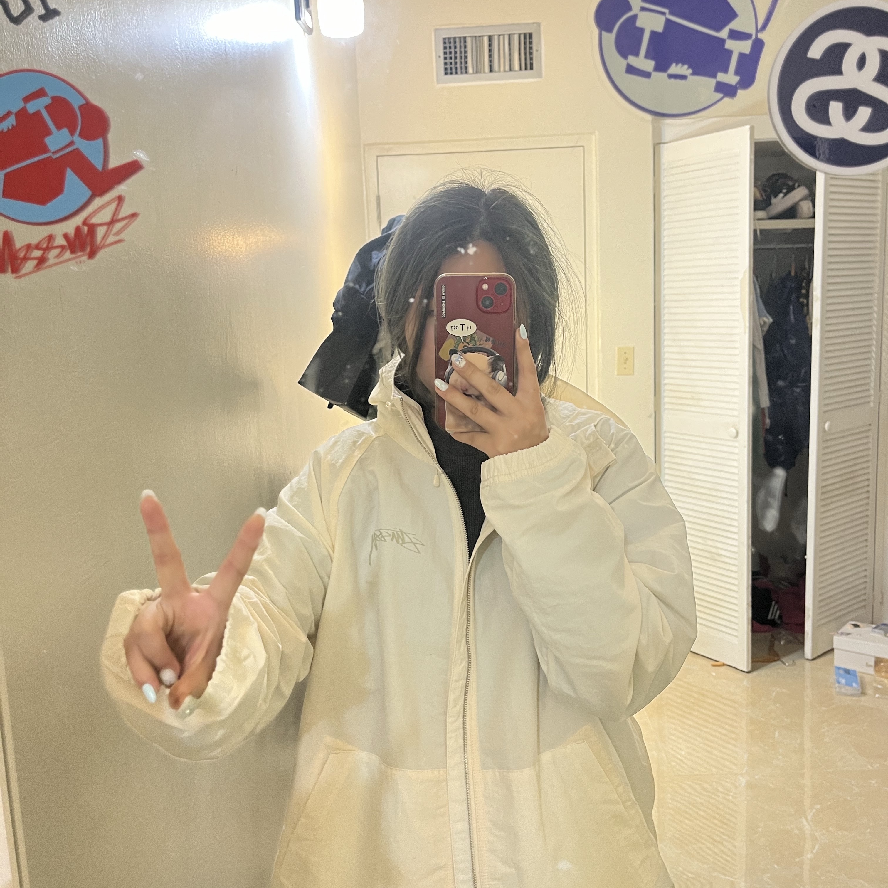 Stussy Wave Dye Beach Shell Jacket Bone, Stussy Wave Dye Beach Shell Jacket Lime 착용 스타일 - 1