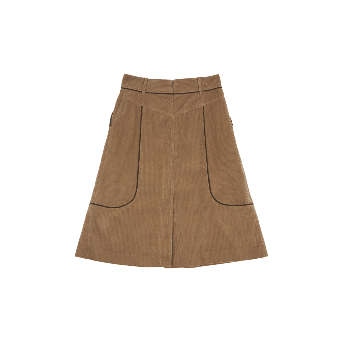 (W) Matin Kim Corduroy Tuck Detailed Midi Skirt Brown 상세 이미지 2