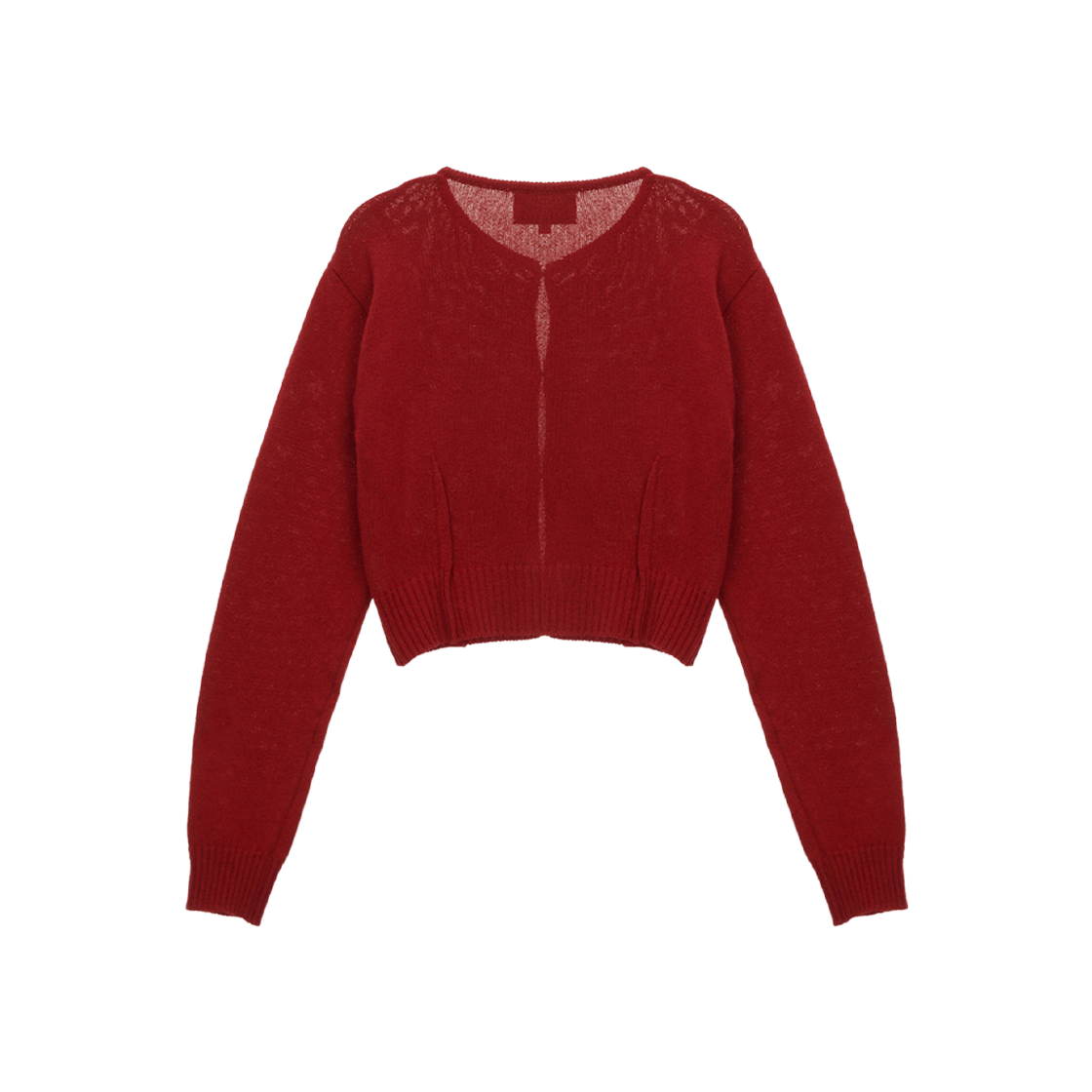 (W) Matin Kim Crop Hook Knit Cardigan Red 상세 이미지 2