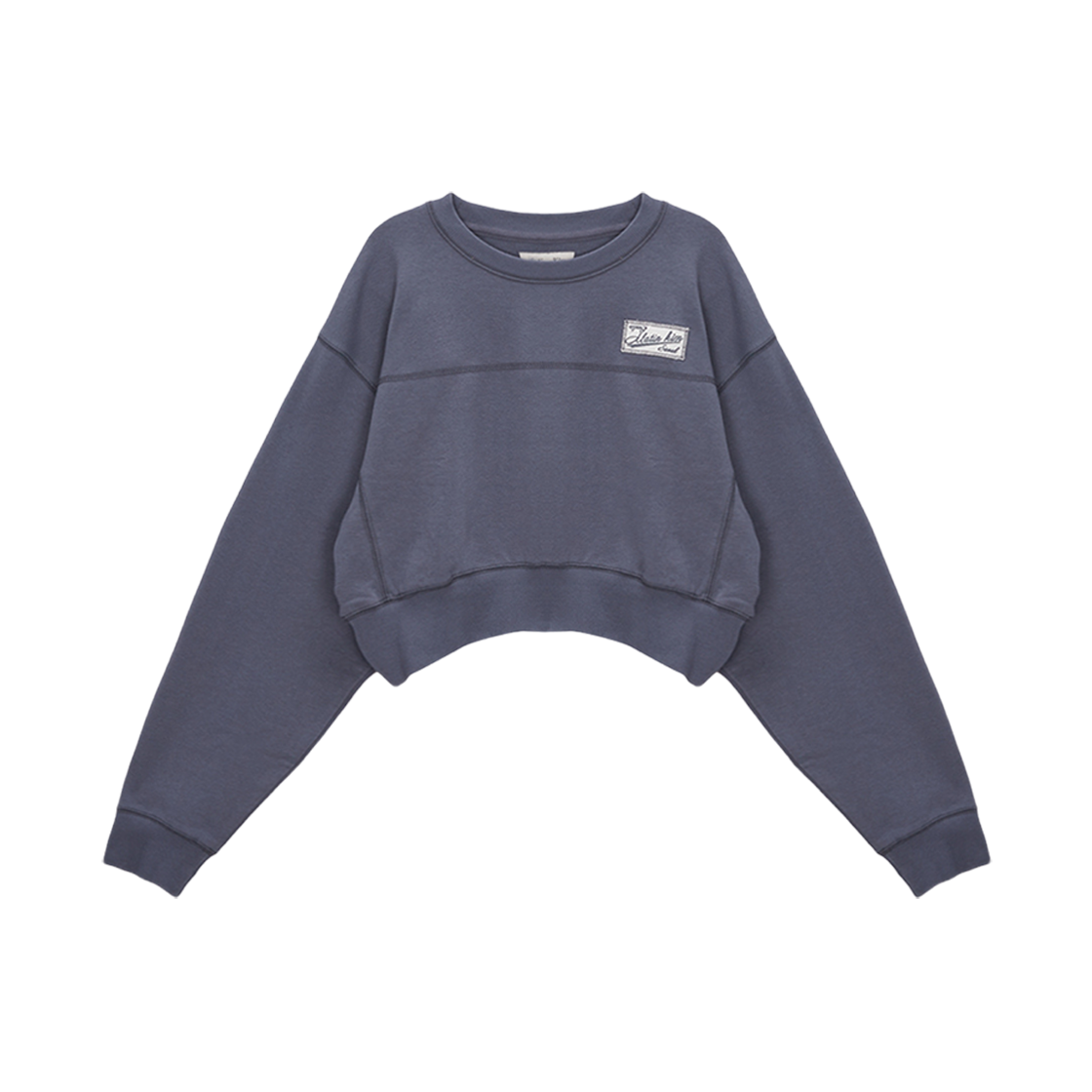 (W) Matin Kim Stitch Point Label Crop Sweatshirt Smoke Blue 상세 이미지 1