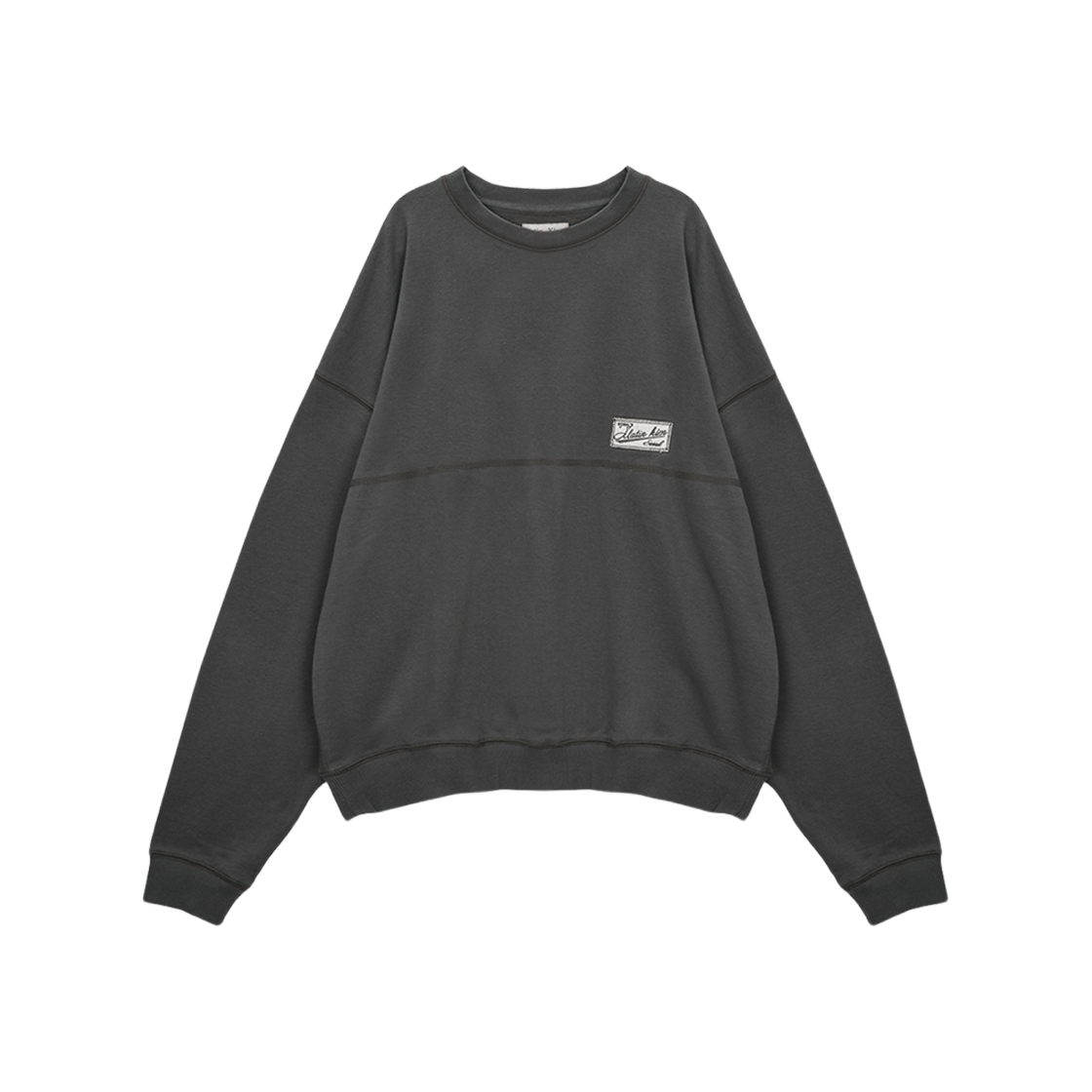 (W) Matin Kim Stitch Point Label Sweatshirt Charcoal 상세 이미지 1